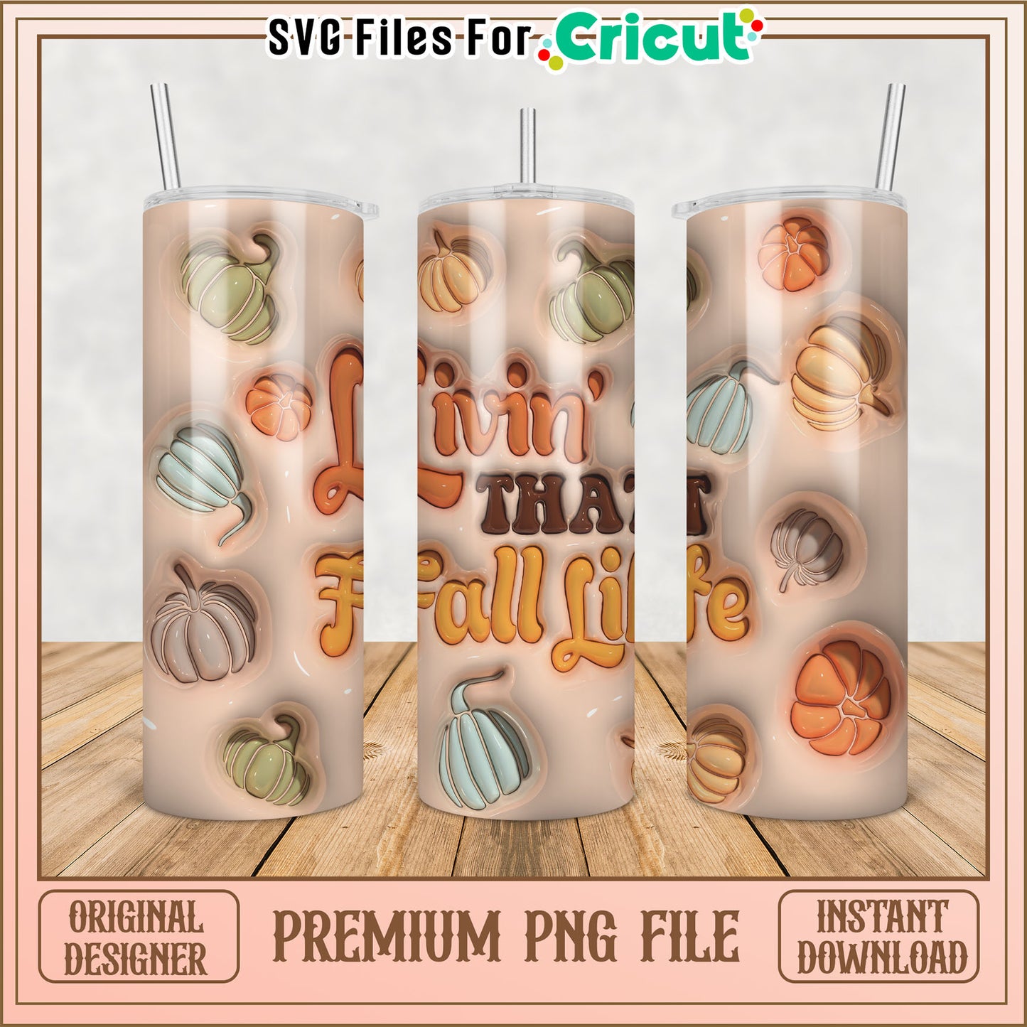 Pumpkin Fall Tumbler PNG Design
