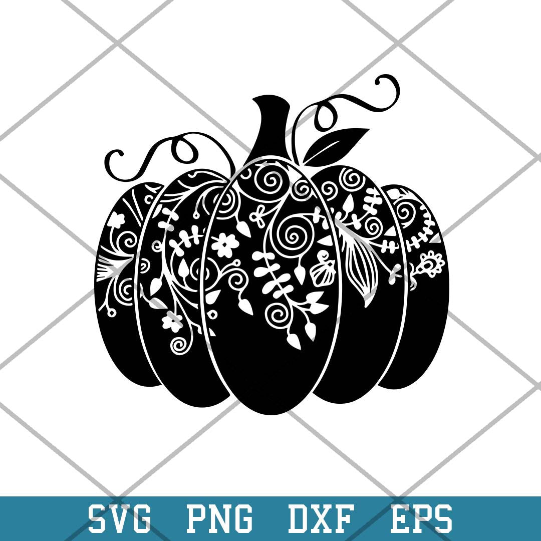 Pumpkin Floral Mandala Svg, Halloween Svg-Svgfilesforcricut