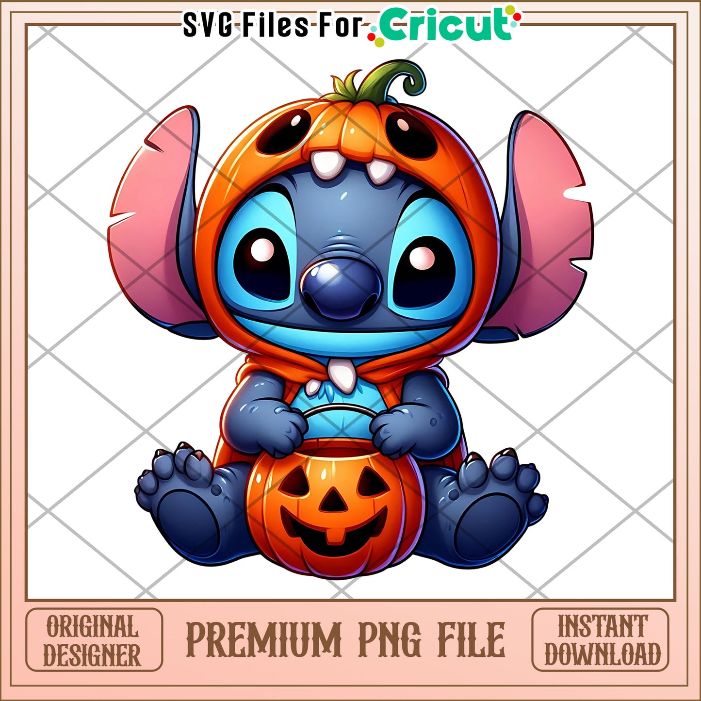 Pumpkin stitch png, spirit halloween png, funny stitch png