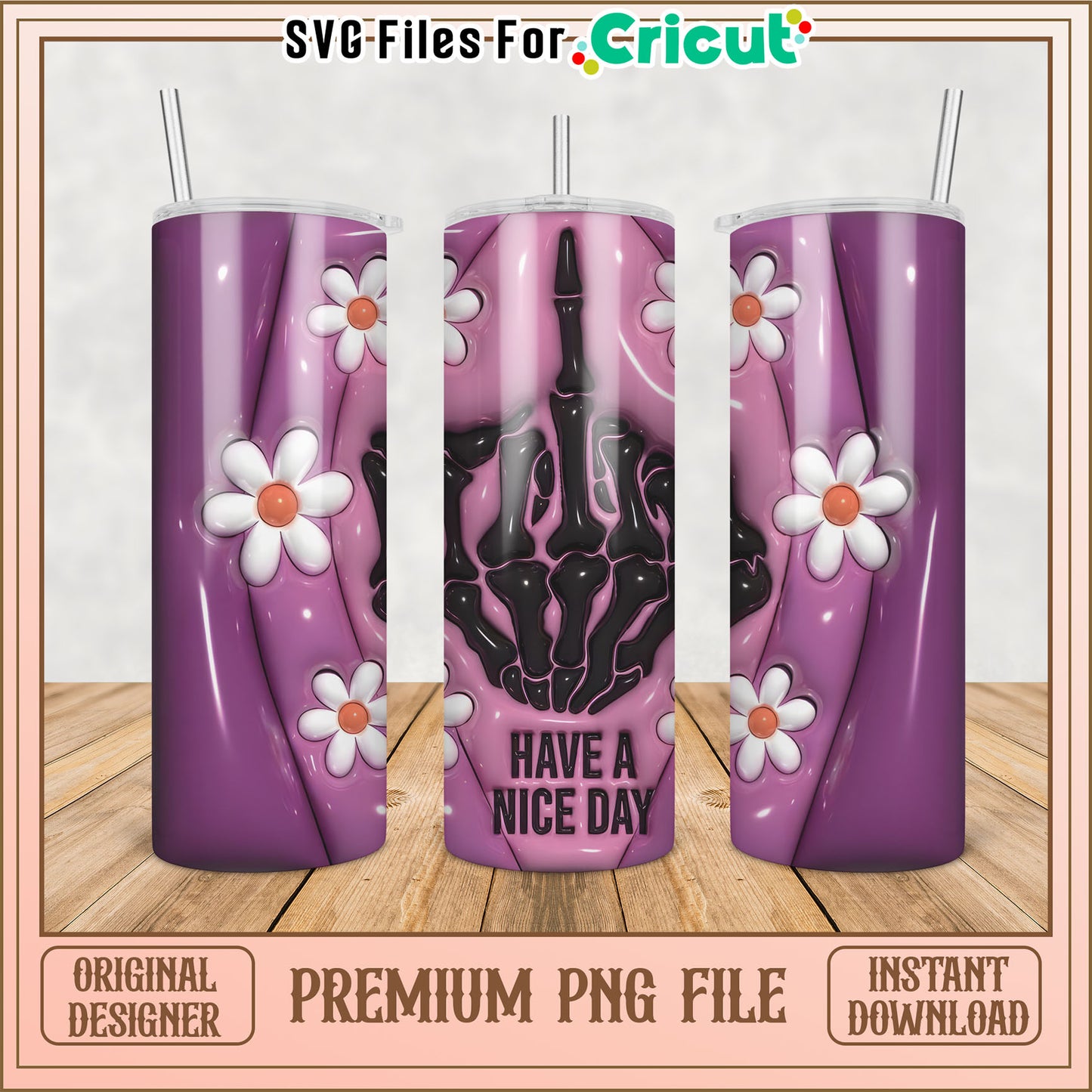 Purple Flower Tumbler PNG Design