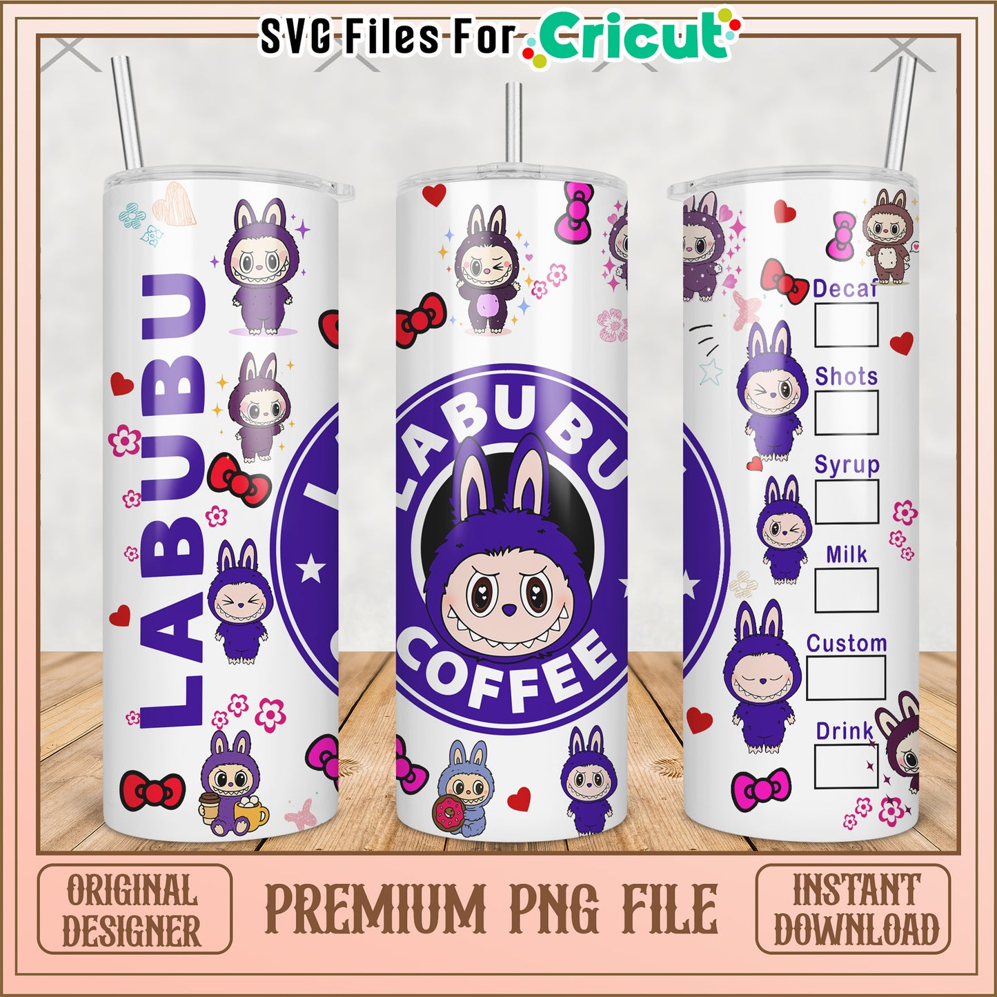 Purple labubu tumbler png, cute labubu png, labubu popmart png