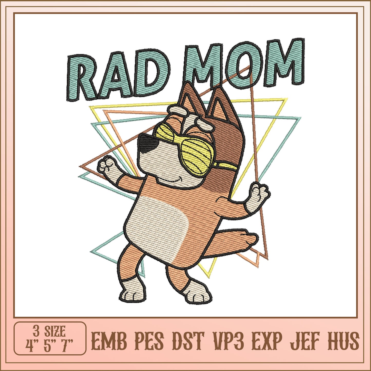 Rad Mom Dog Embroidery Design