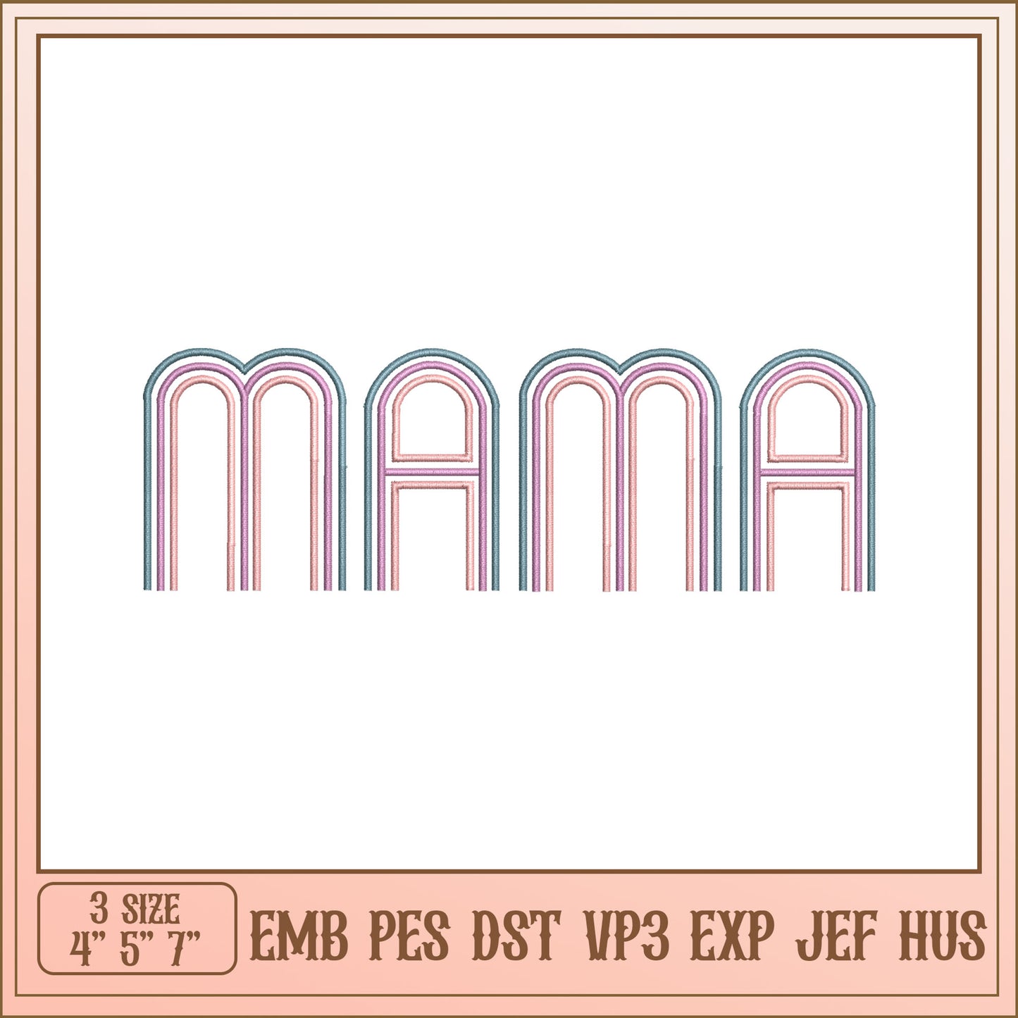 Rainbow Mama Embroidery Design