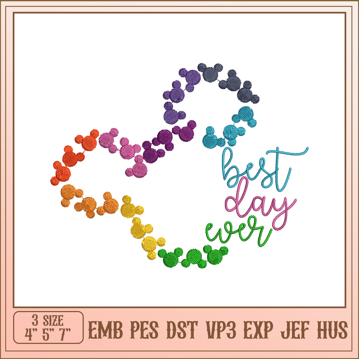 Rainbow Mickey Best Day Ever Embroidery