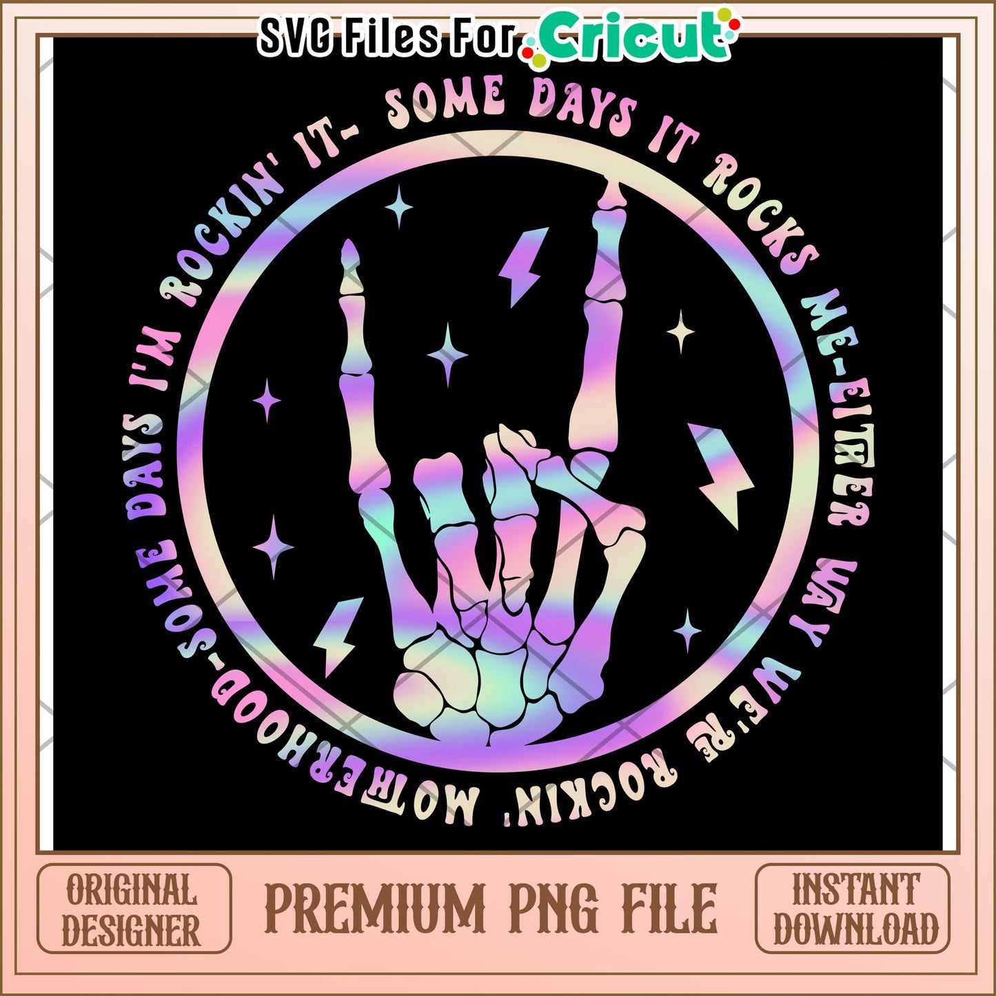 Rainbow Skeleton Hand PNG Design