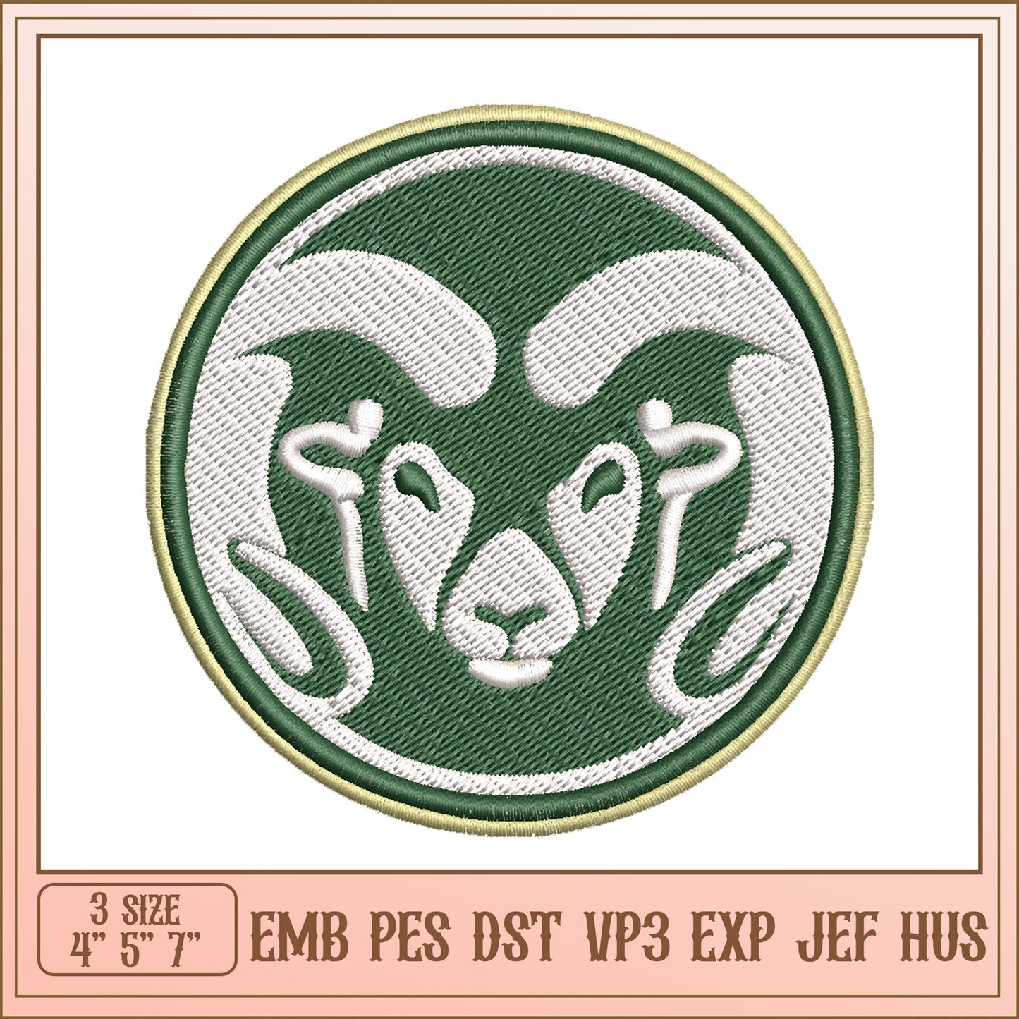 Ram Embroidery Design 3 Sizes EMB PES DST