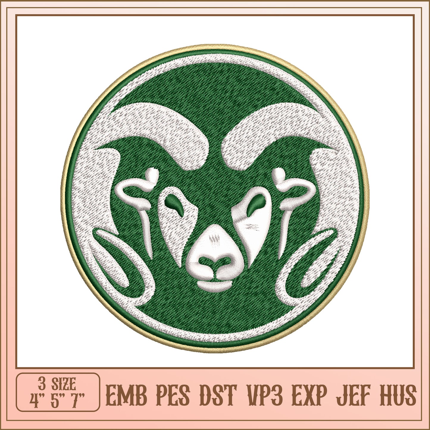 Ram Head Embroidery Design