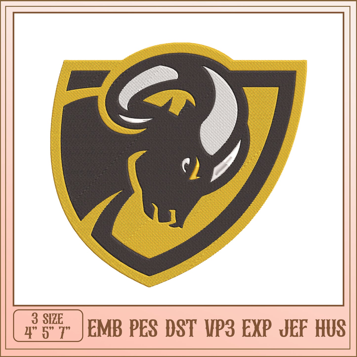 Ram Head Shield Embroidery Design