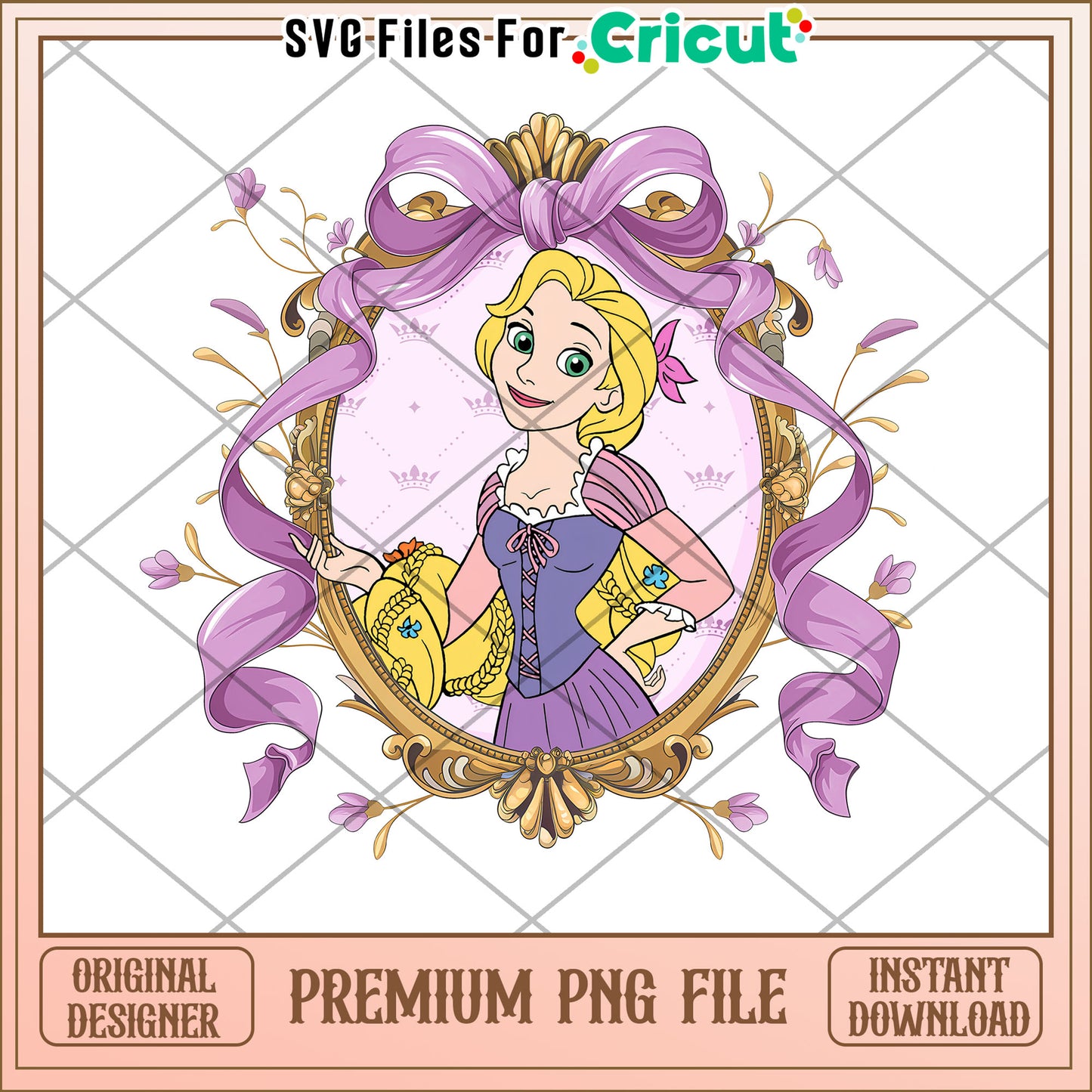 Rapunzel PNG Image, Princess Floral Frame