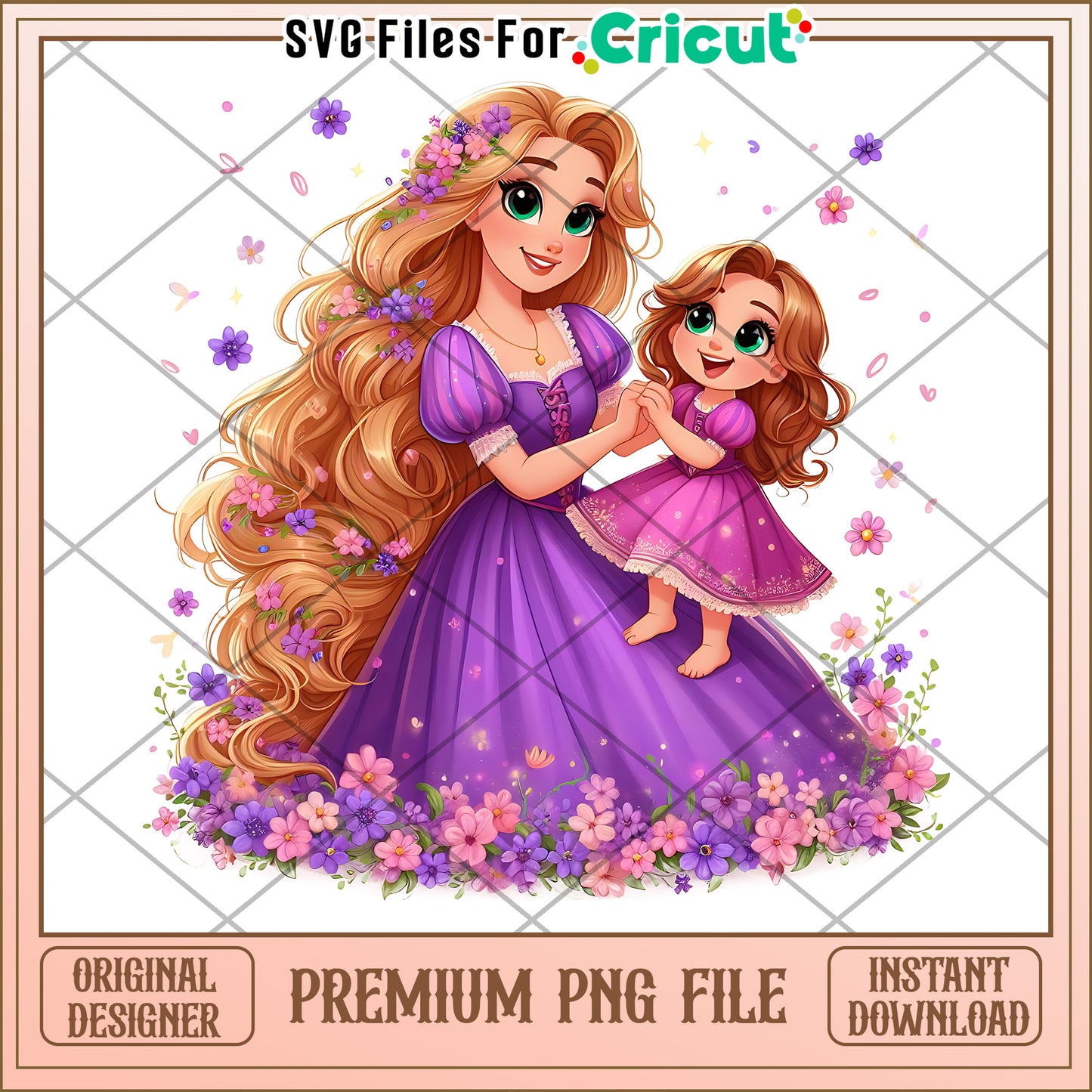 Rapunzel PNG Mother Daughter Floral Design