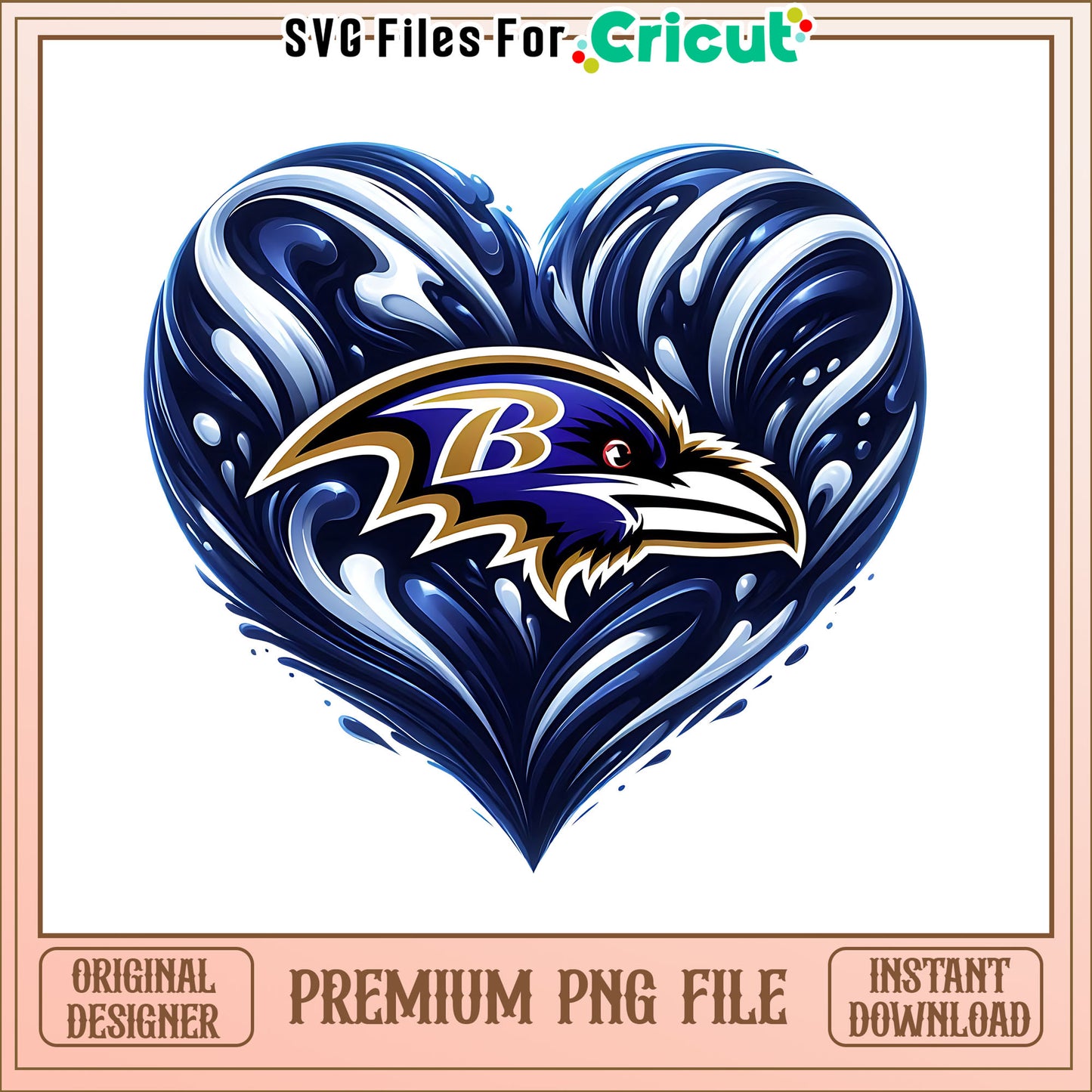 Ravens logo vintage heart png, Baltimore Ravens png, NFL png
