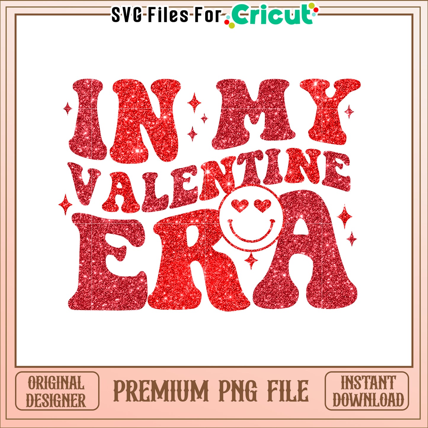 Red Glitter Background PNG with Smiley
