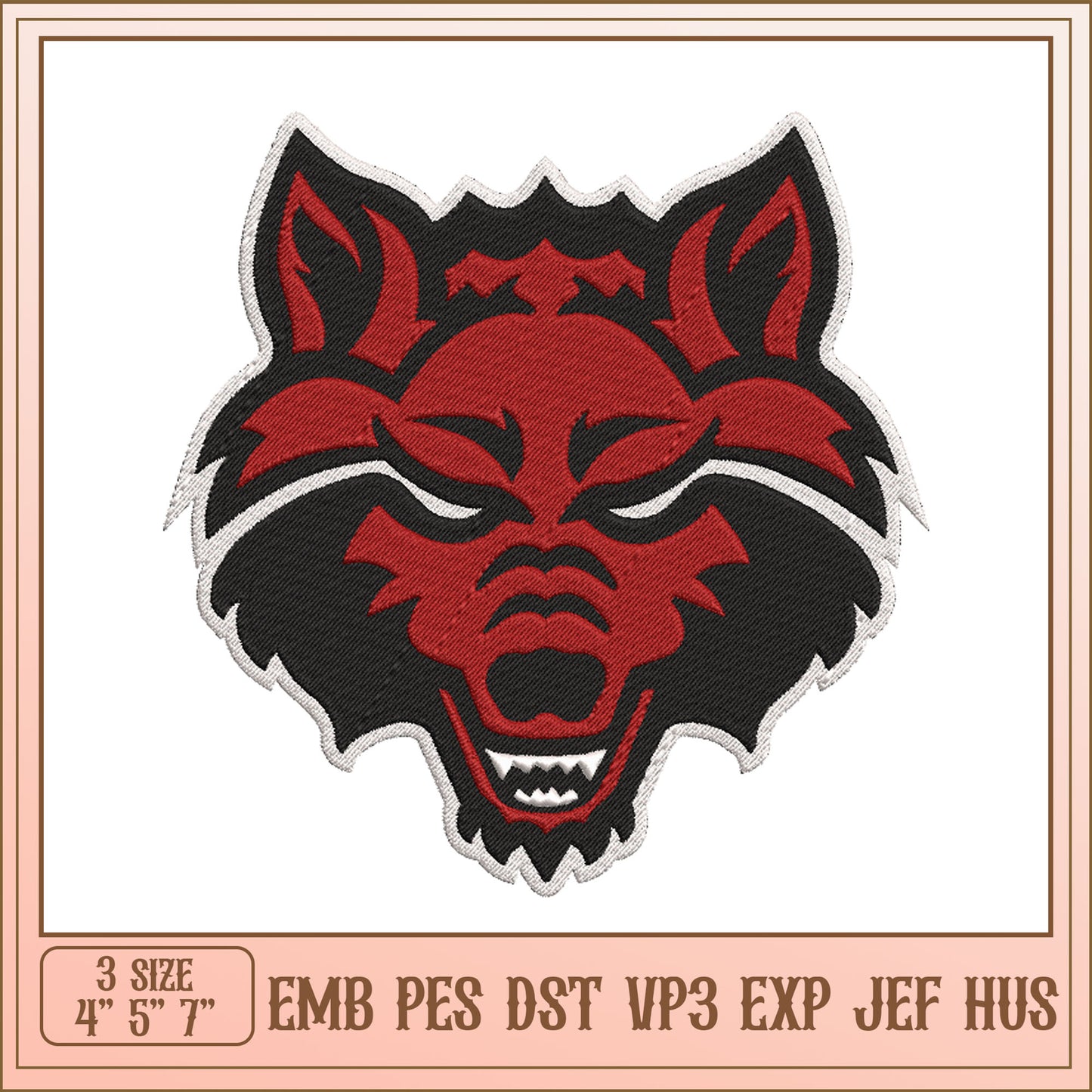 Red Wolf Embroidery Design - EMB PES DST VP3