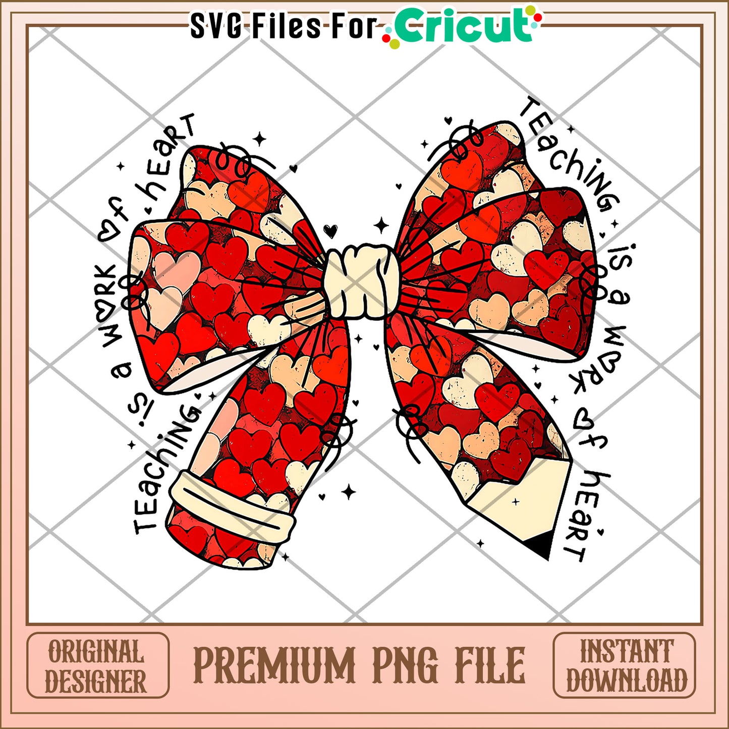 Red bowtie teaching is a work of heart png, back to school supplies png, cute design png