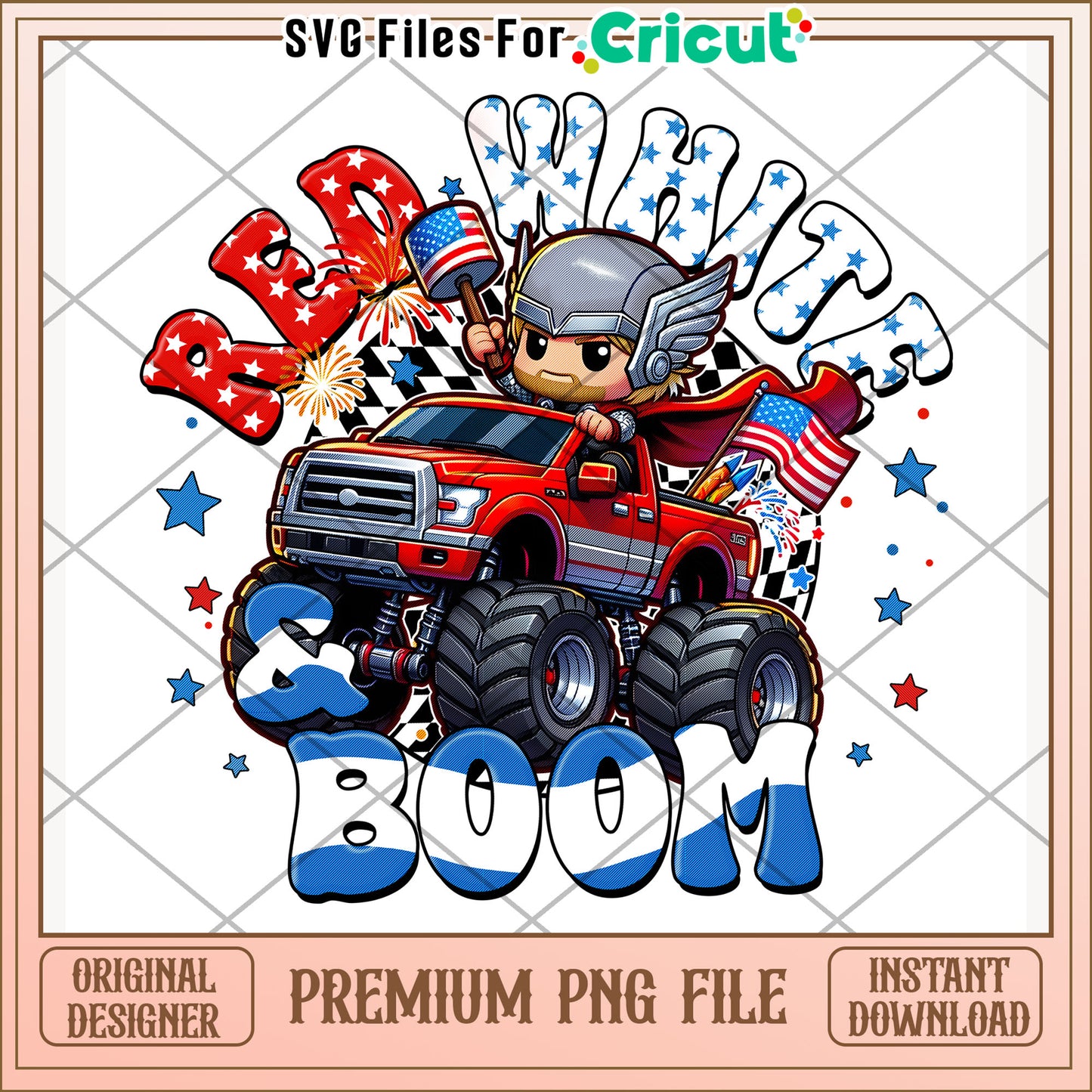 Red white and boom thor avengers cute png, 4th of july png, freedom america quotes png
