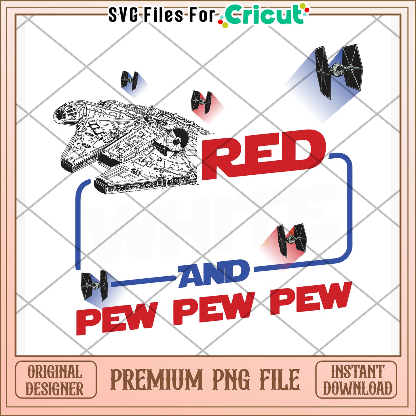 Red white and pew pew pew png, playful slogan png, fun phrase png