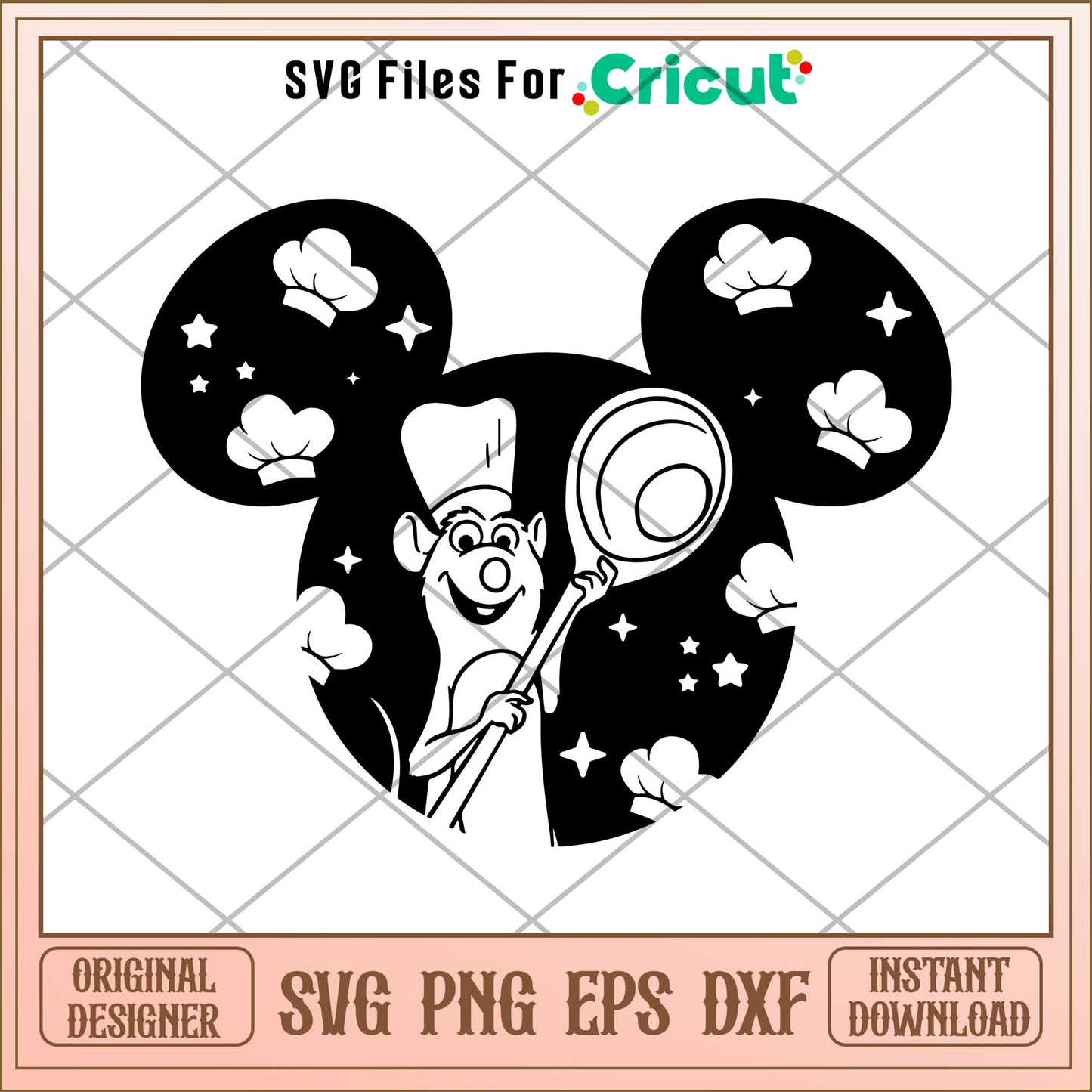 Remy Mouse Ratatouille mickey head black svg, Ratatouille svg, digital dowload