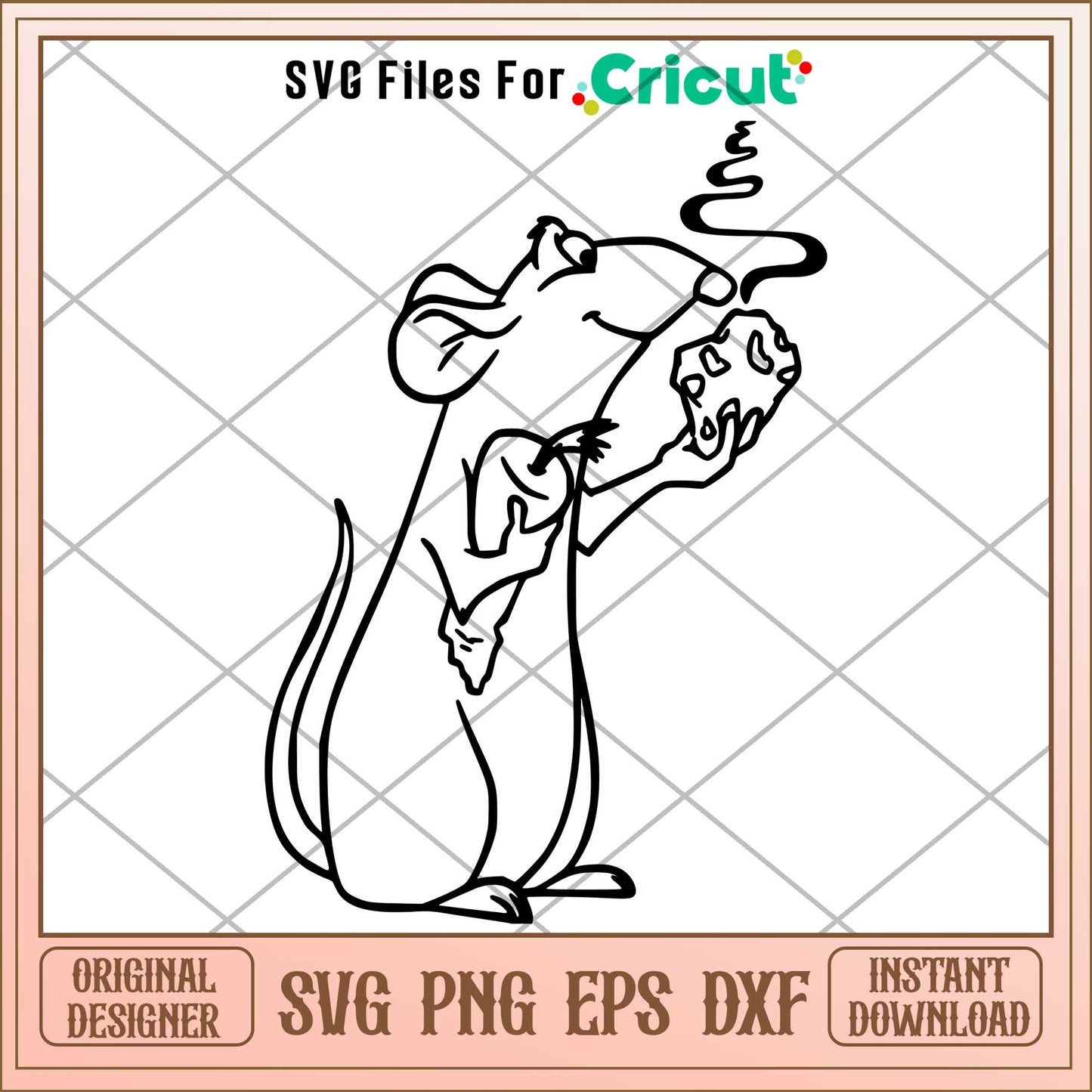 Remy With Tasty Cheese coloring svg, Ratatouille svg, digital dowload