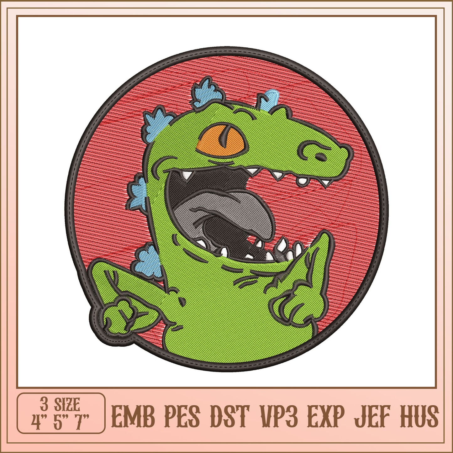Reptar Embroidery Design - EMB PES DST
