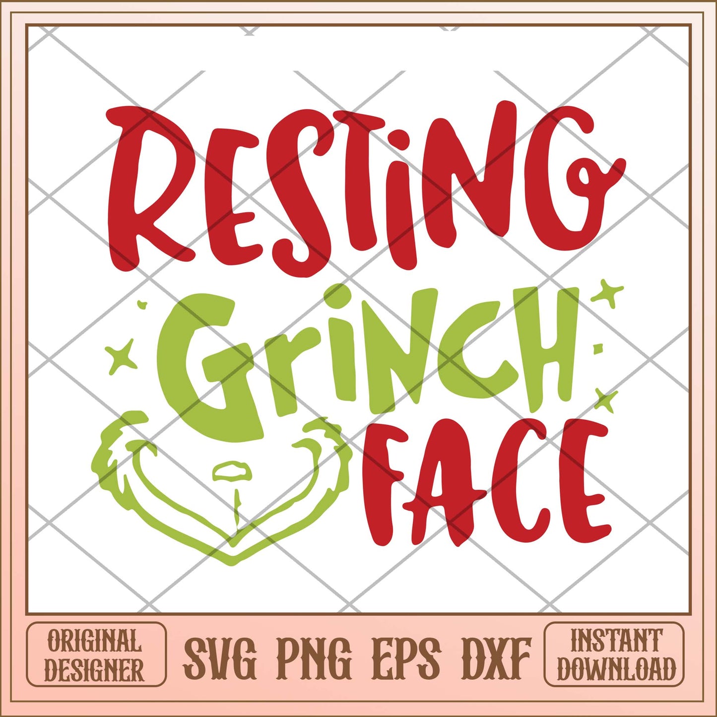 Resting Grinch face svg, Grinch resting face in snow svg bundle