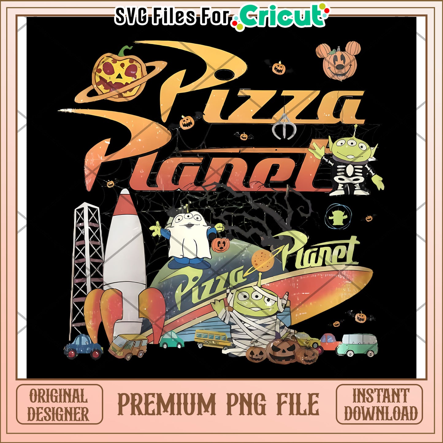 Retro Aliens Toy Story Pizza Planet png, halloween movies png, halloween toys png