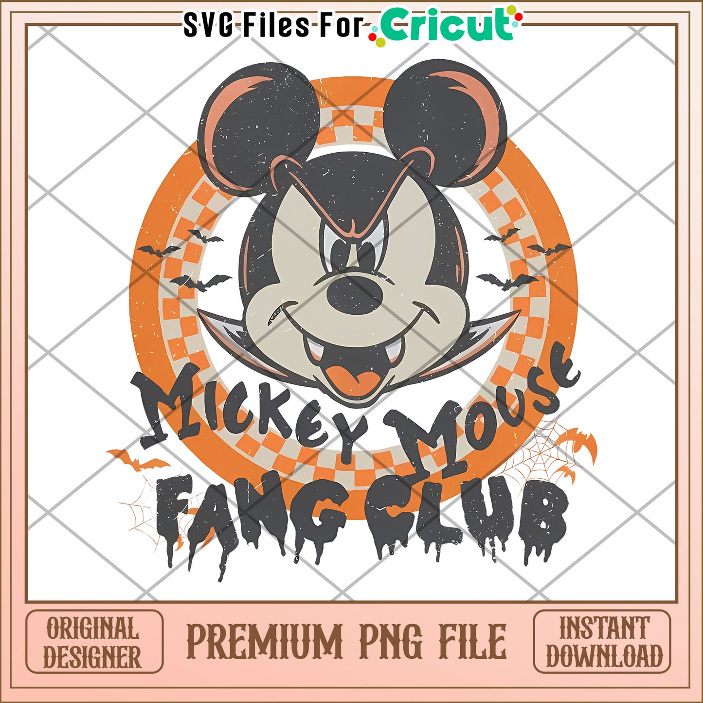 Retro Mickey Vampire Fang Club Disney png, spooky halloween png, halloween season png