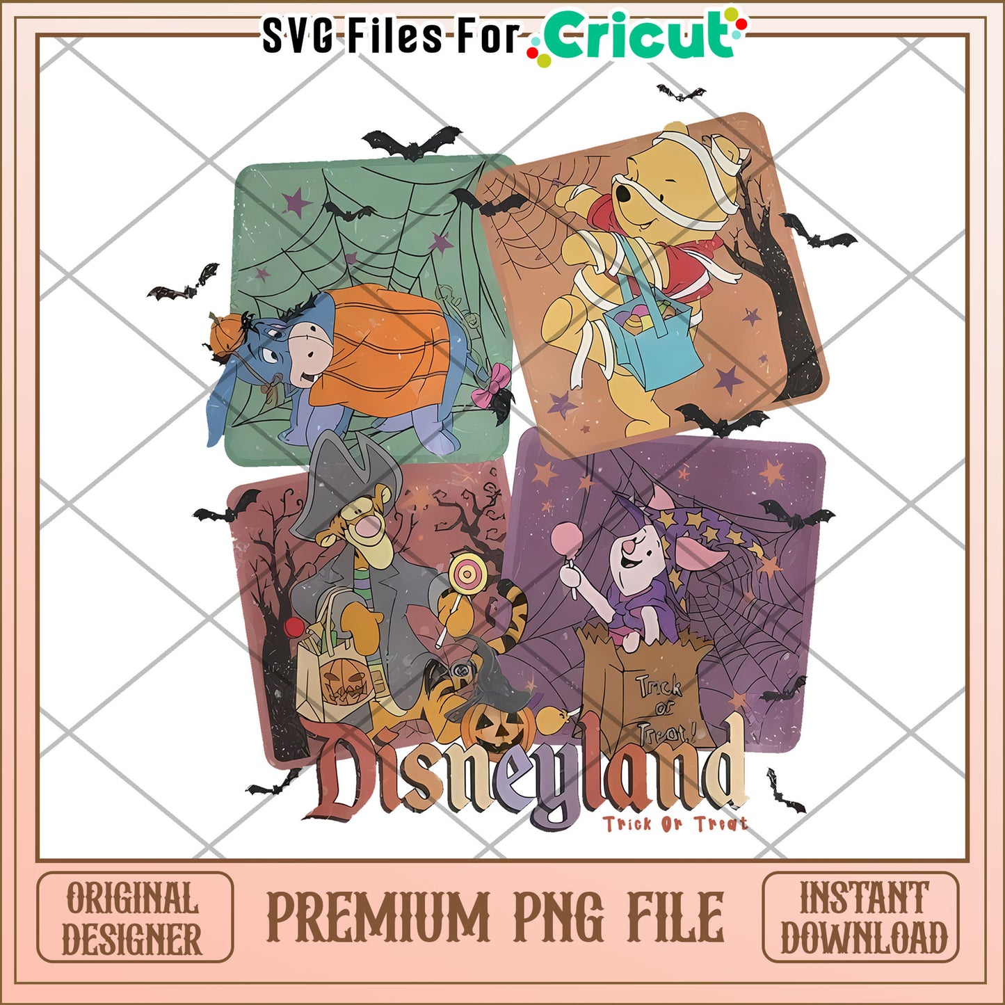 Retro Pooh And Friends Halloween png, spooky halloween png, halloween season png