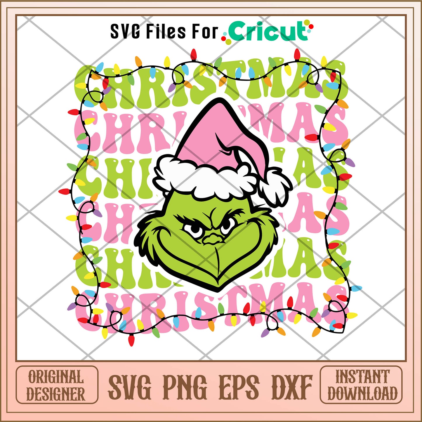 Retro Christmas Grinch Face SVG, merry christmas text svg