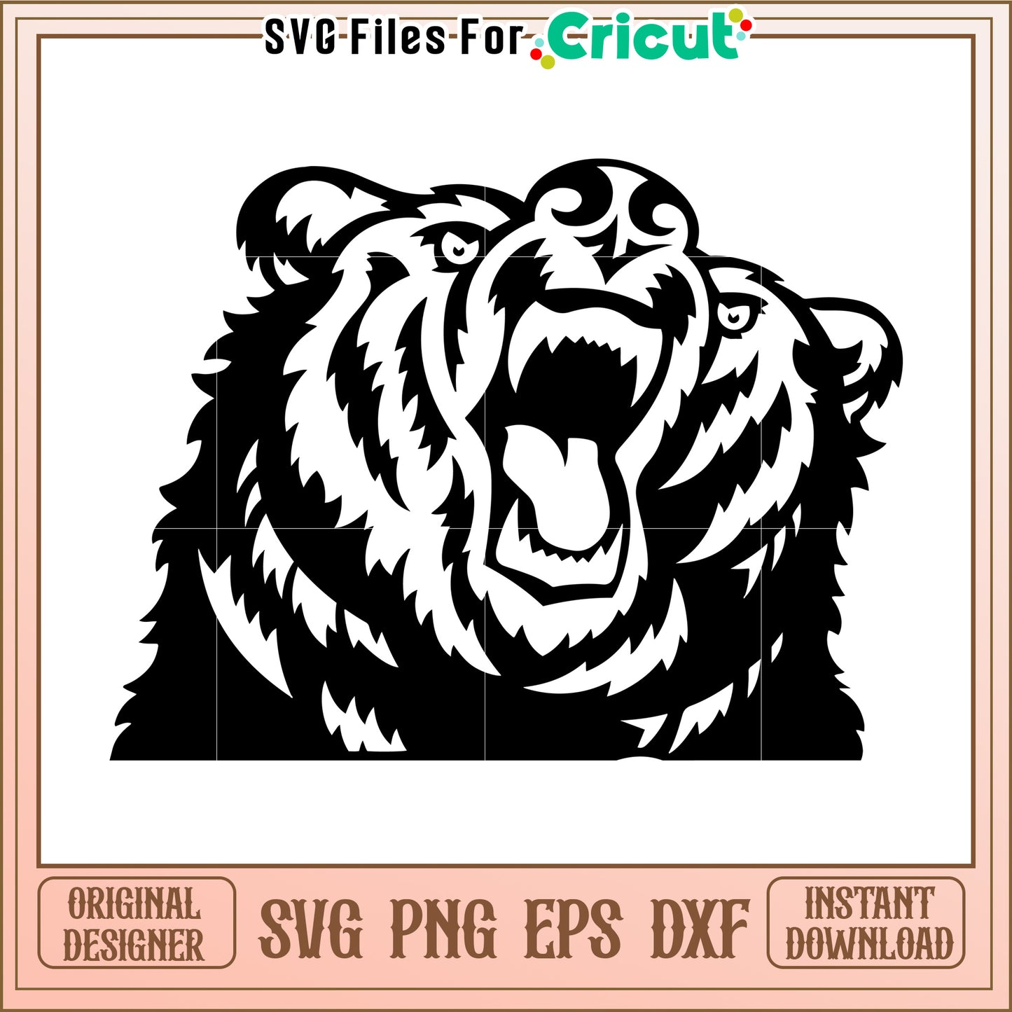 Roaring Bear SVG Design for Cricut Projects, Instant Download Available Today