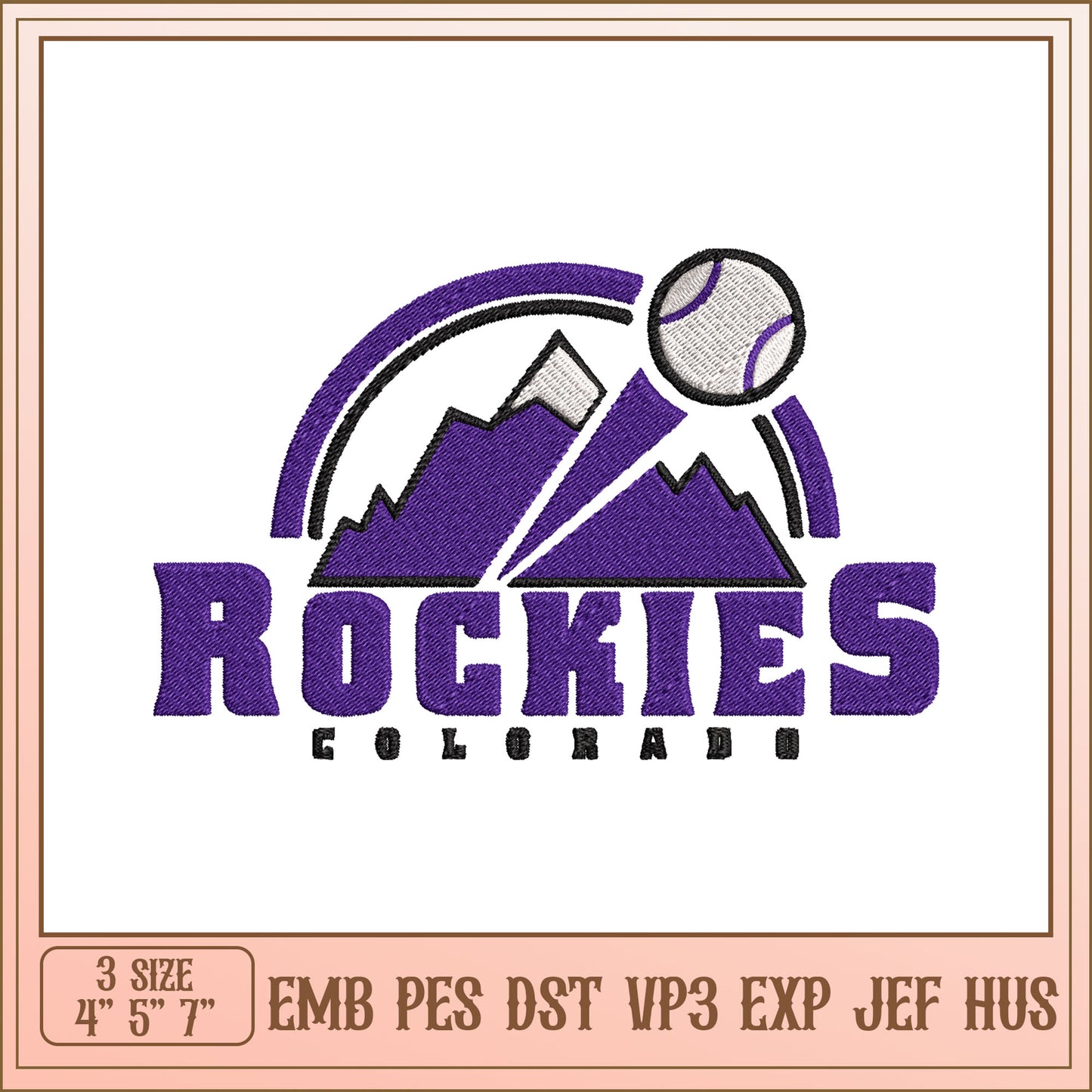 Rockies Baseball Embroidery Design