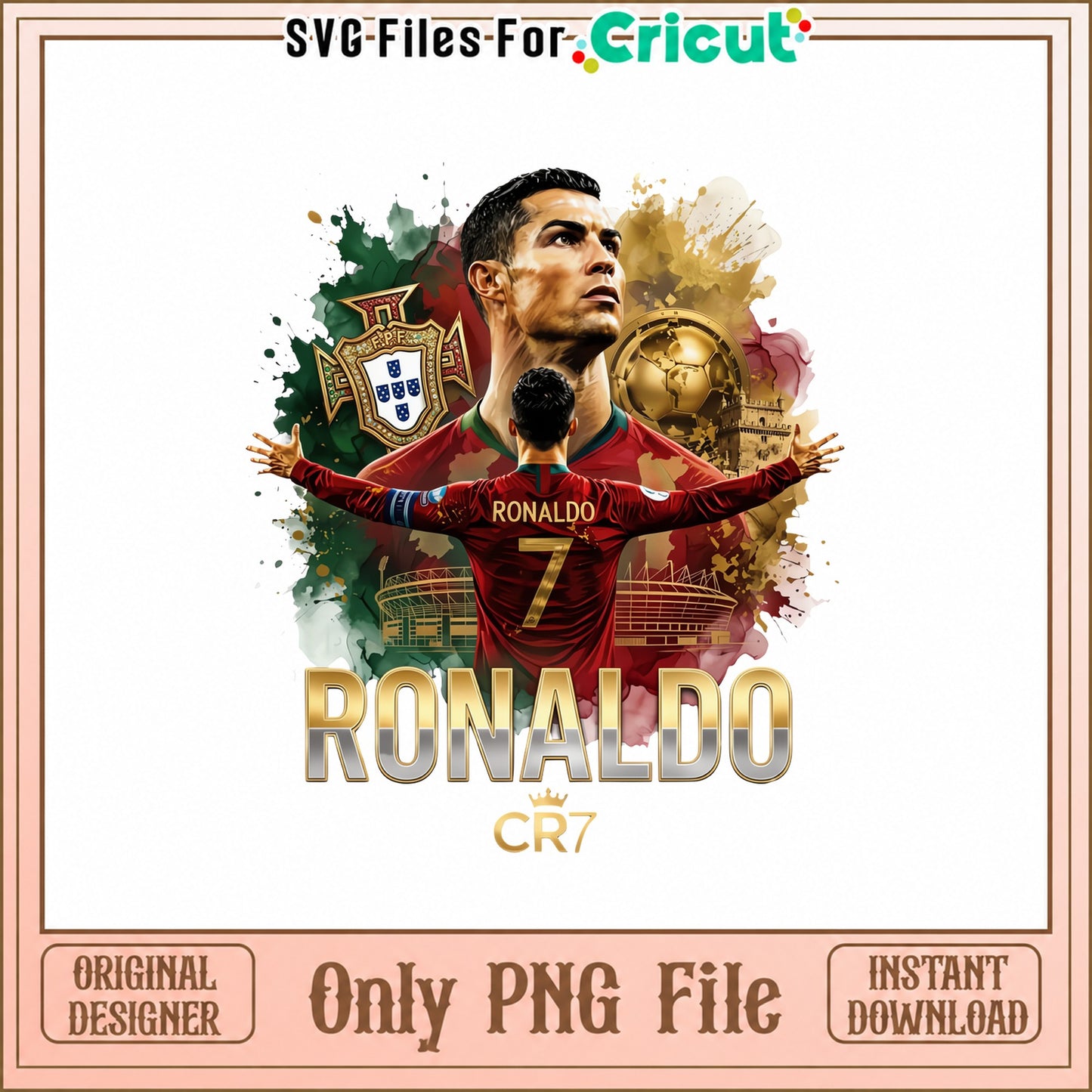 Ronaldo CR7 Portugal Soccer, Football Player Art, PNG File