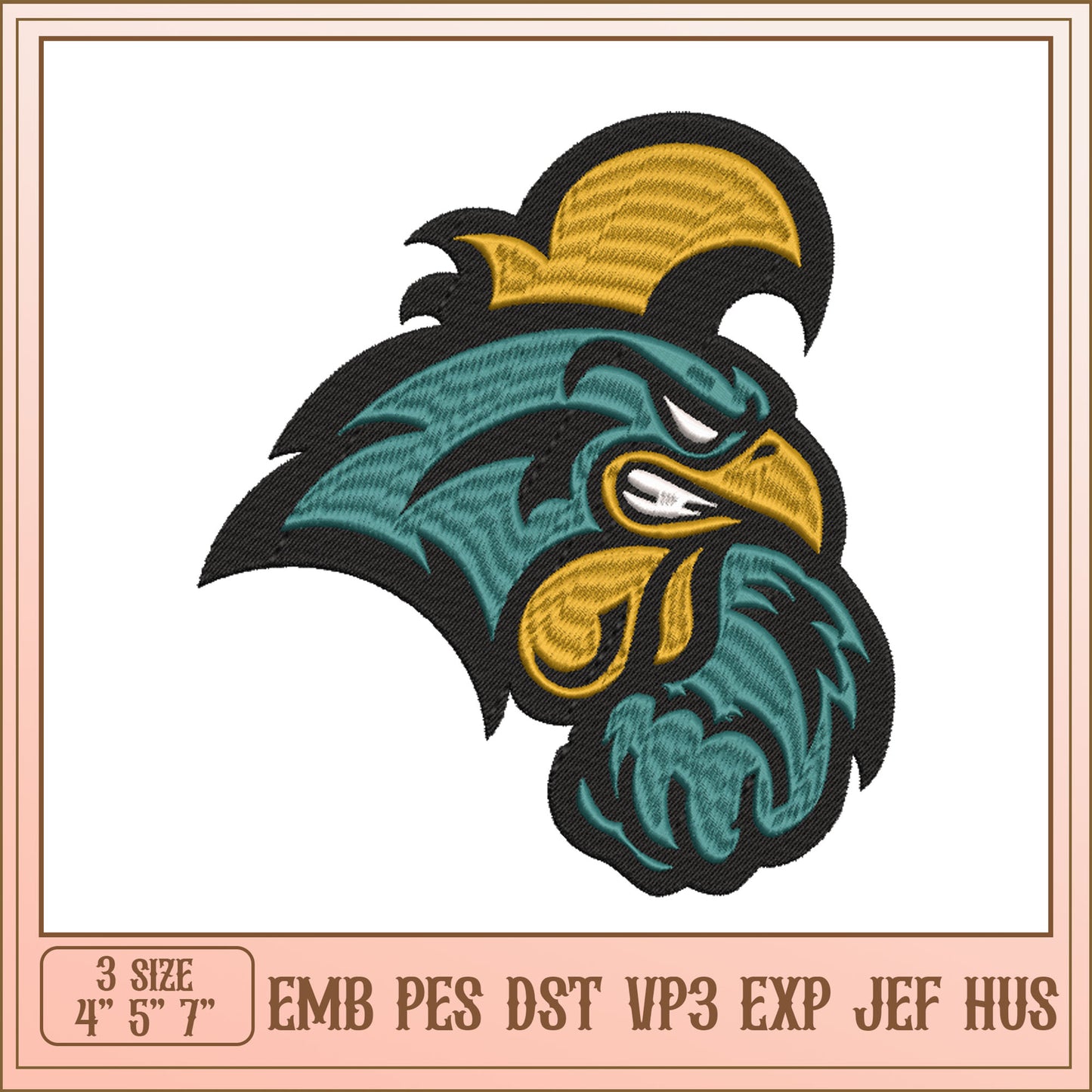 Rooster Embroidery Design