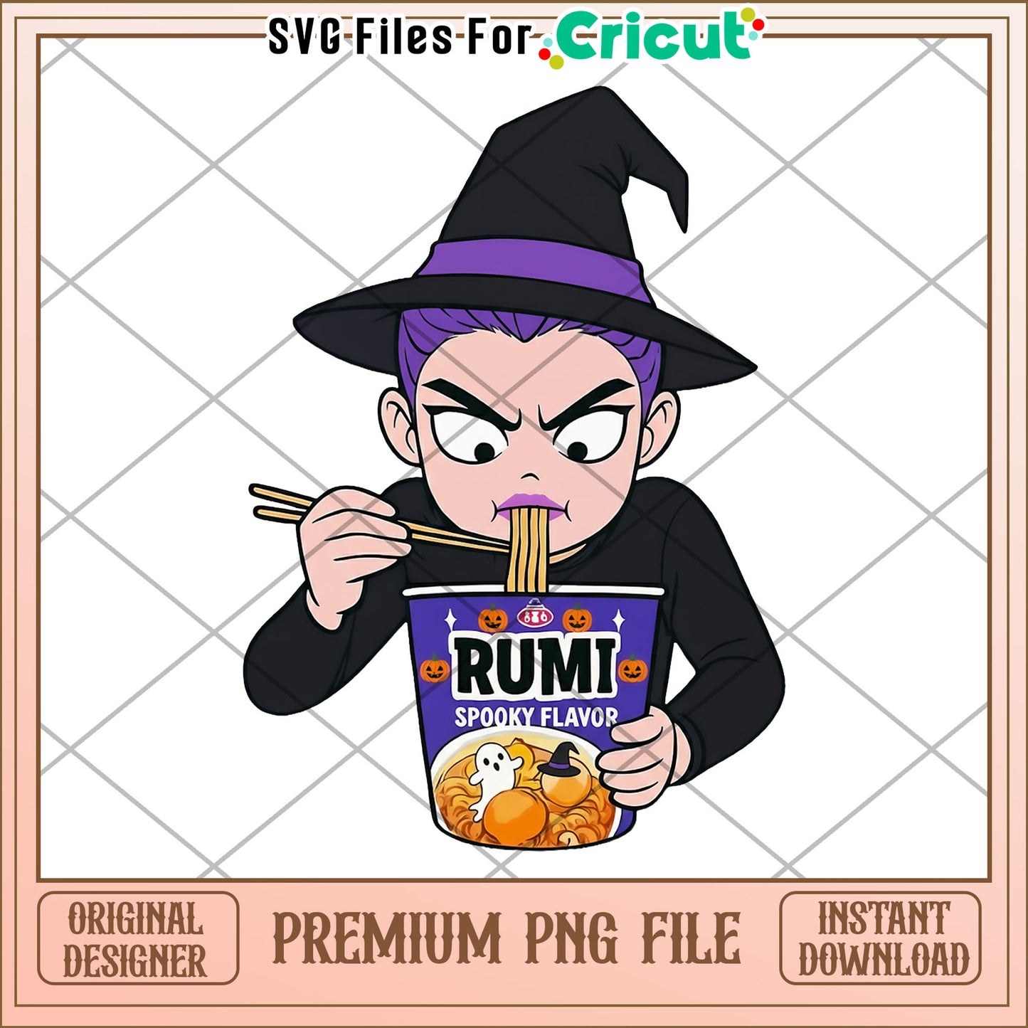 Rumi eating ramyeon png, kpop demon hunters png, halloween png