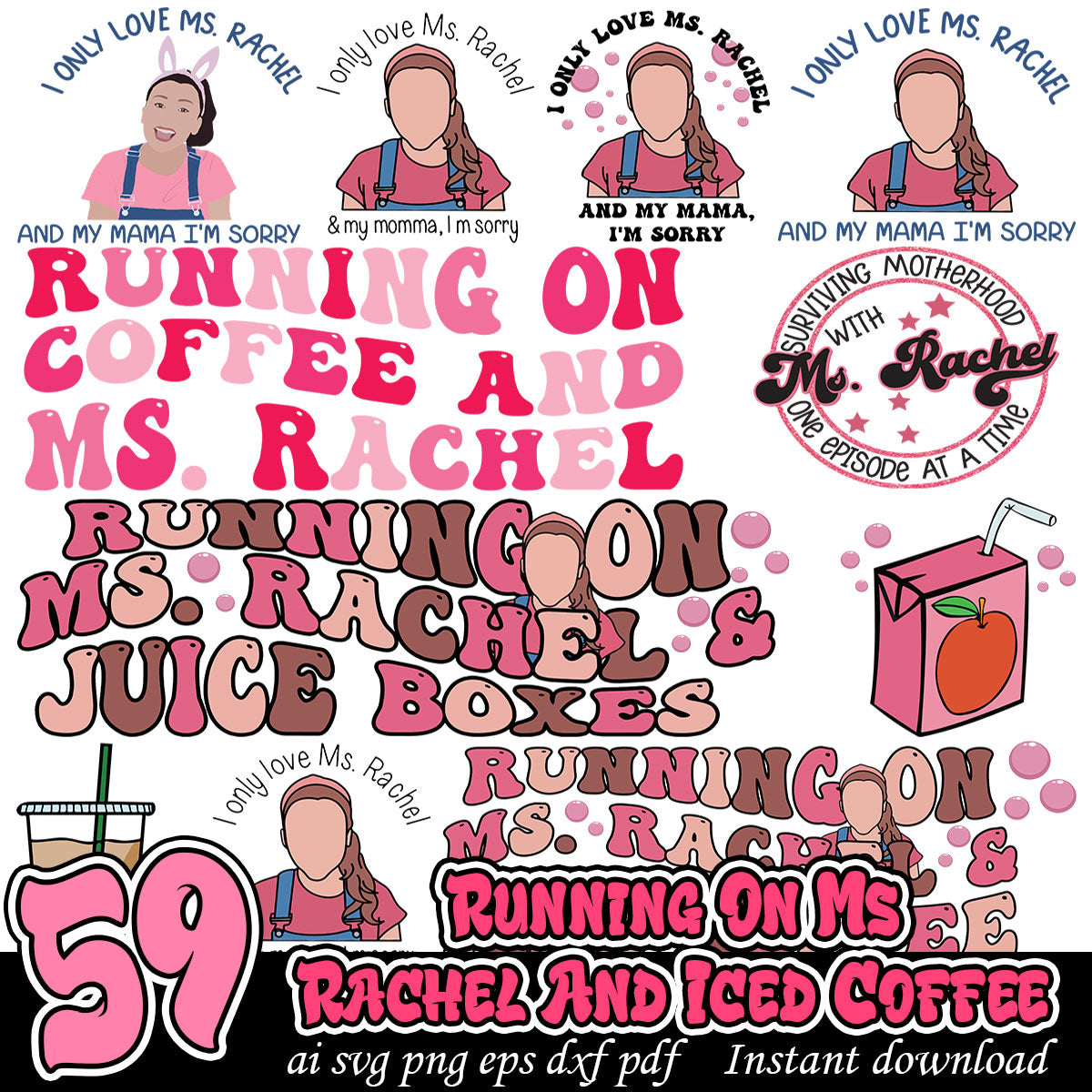 Running On Ms.Rachel svg bundle, Ms.Rachel art bundle