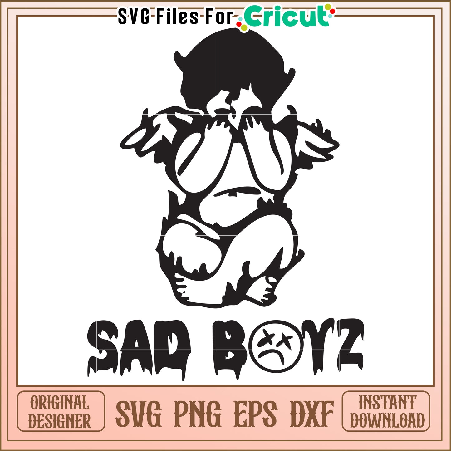 Sad boyz letter design svg, gothic typography svg, emotional text artwork svg