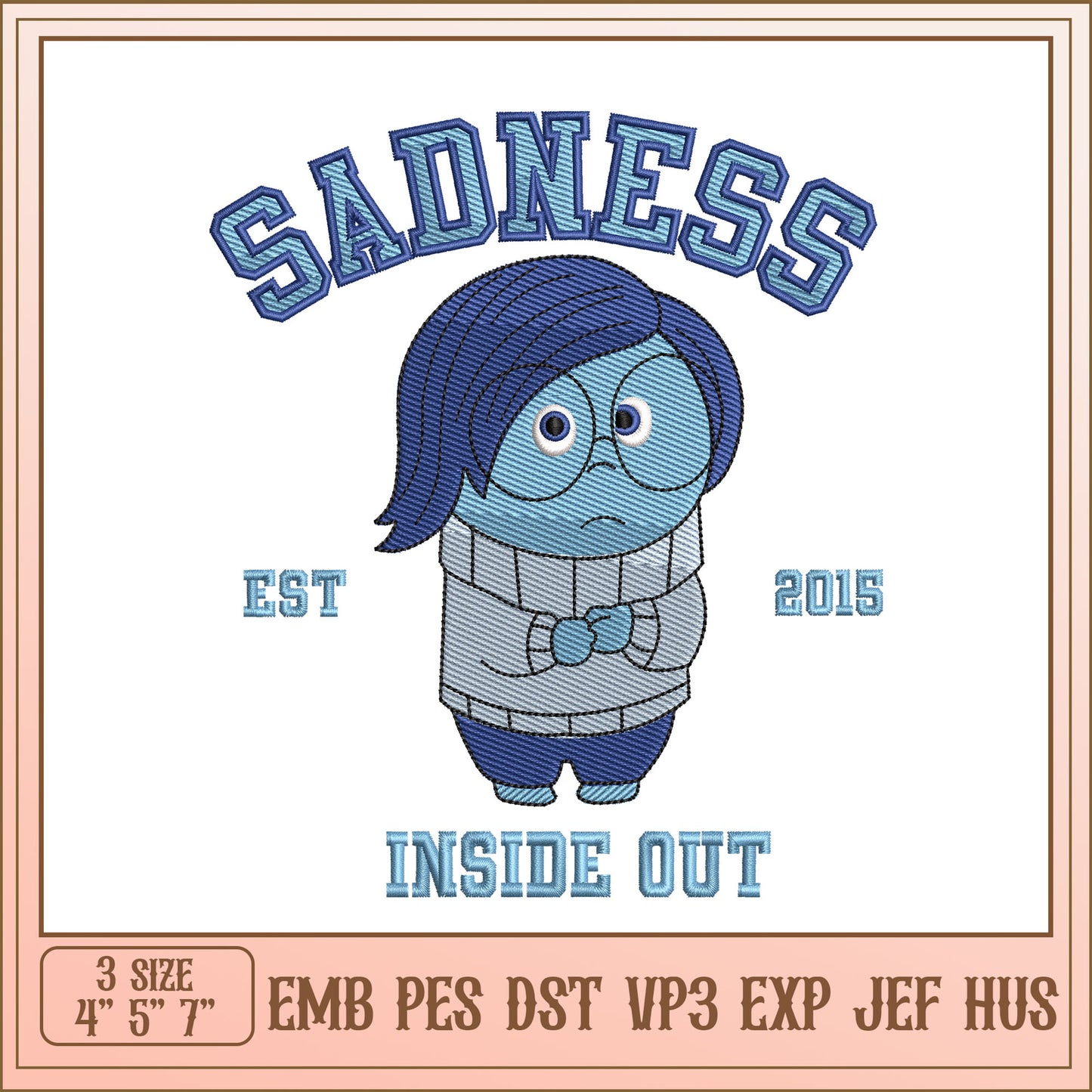 Sadness Inside Out Embroidery Design