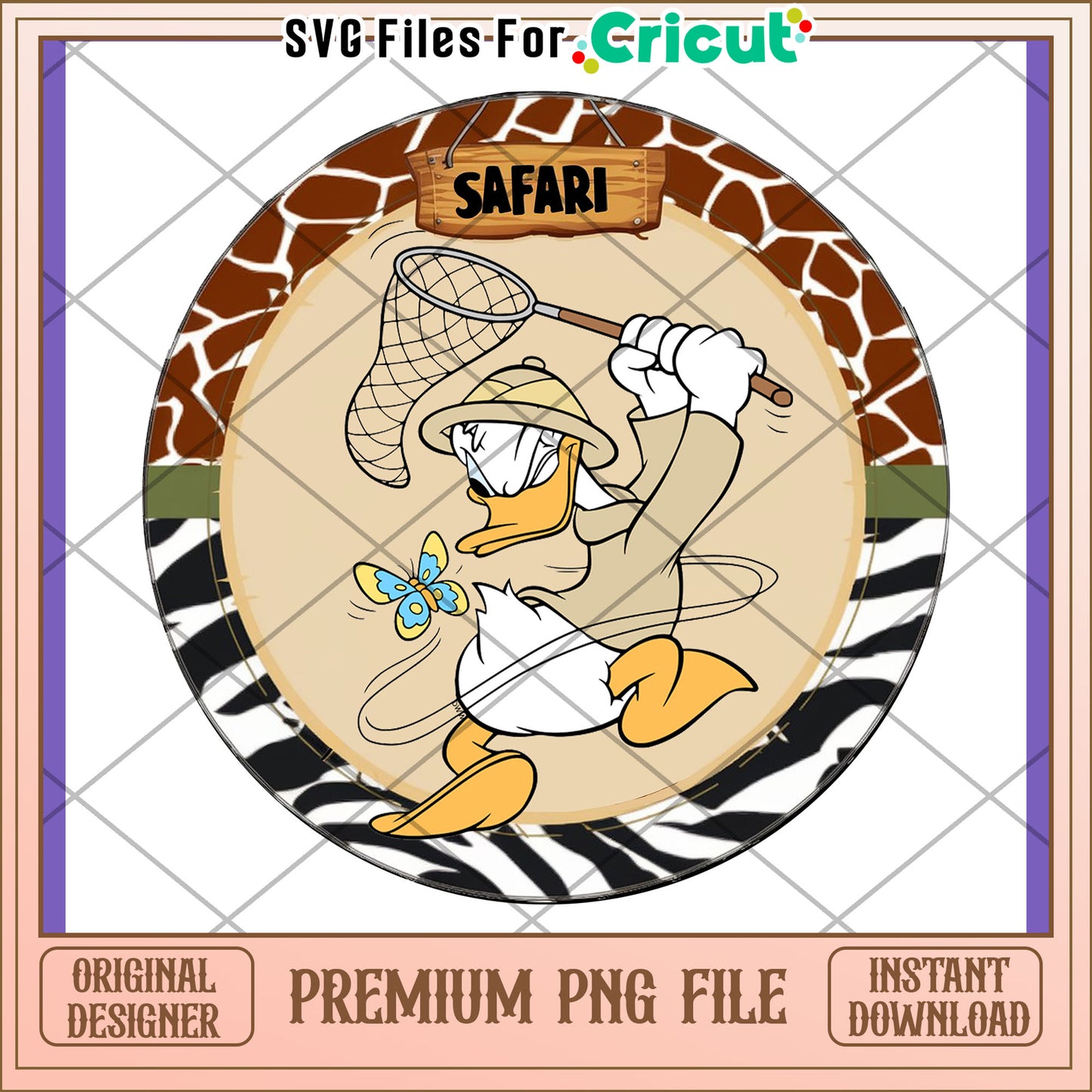 Safari Donald Duck PNG Sublimation Design
