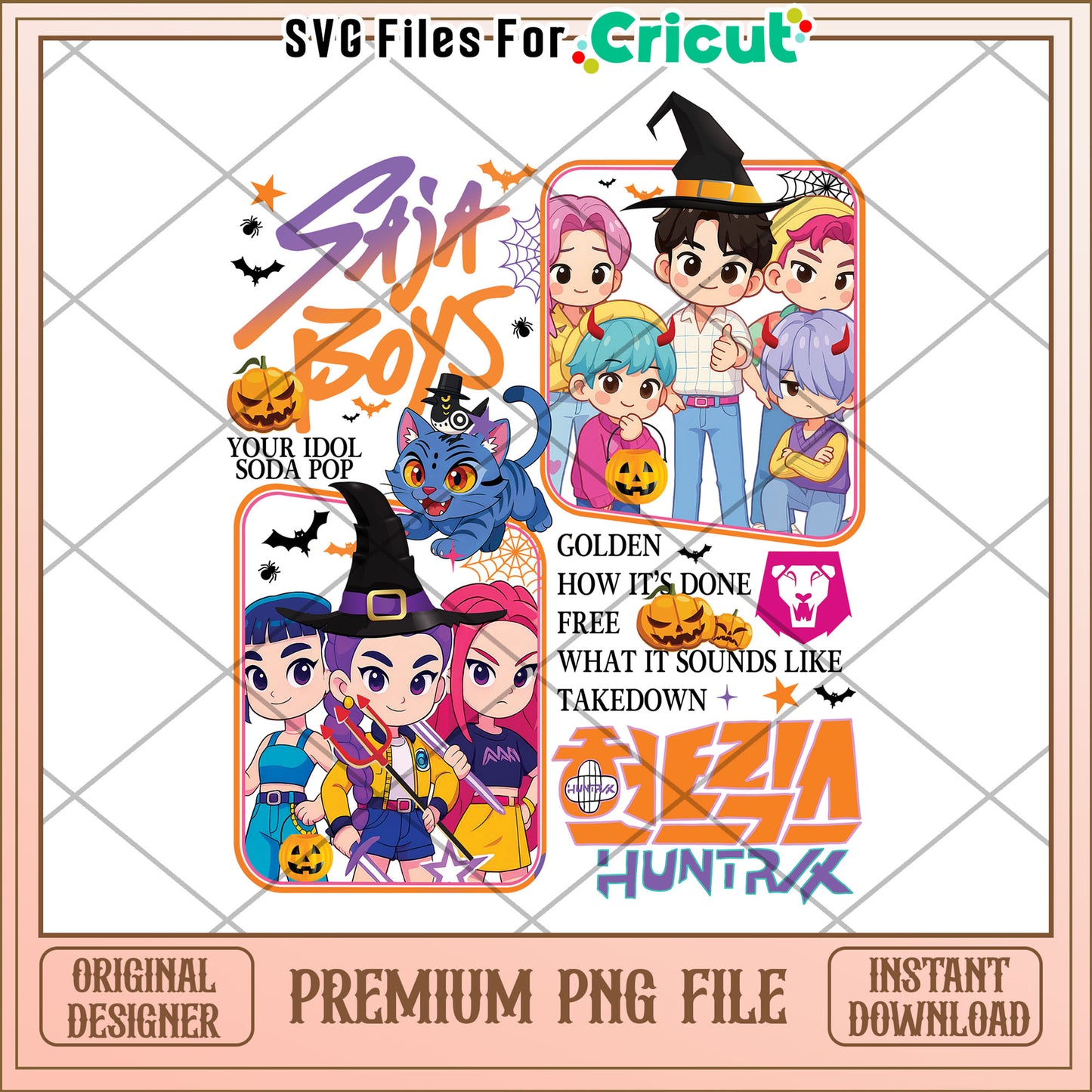 Saja Boys Huntrix Kpop Demon Hunters Halloween png, kpop cartoon png, halloween season png