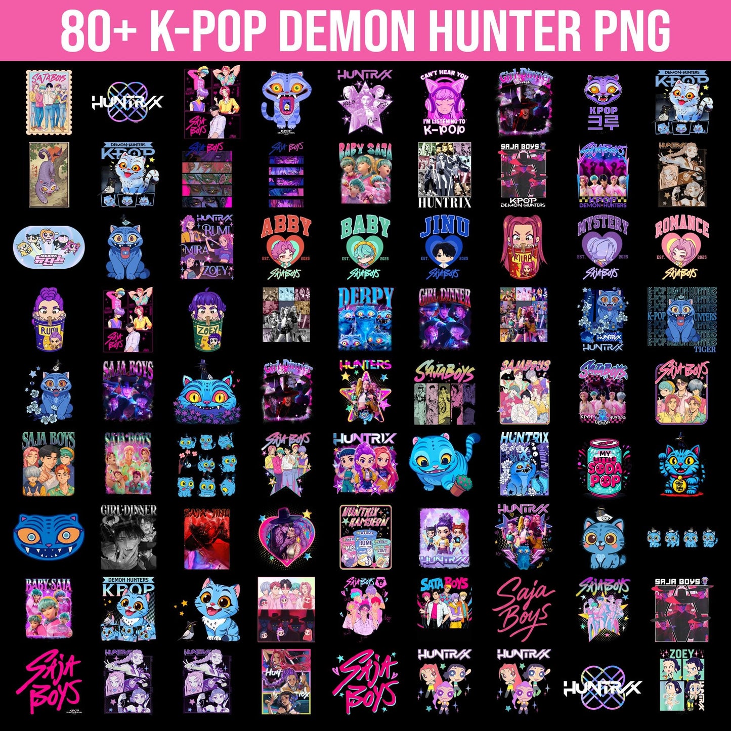 Saja boys bundle png, kpop demon hunters bundle png, sajaboys bundle png