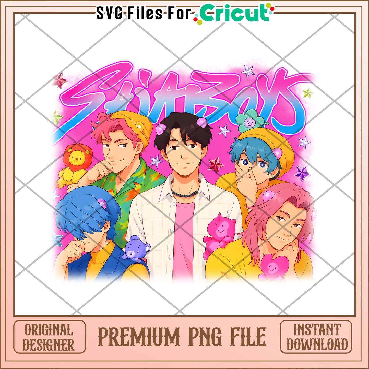 Saja boys cartoon png, kpop band png, huntrix tiger png