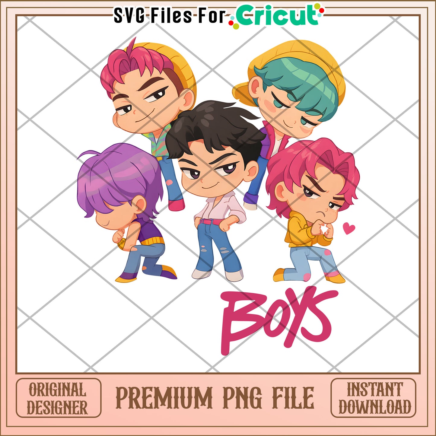 Saja boys chibi png, kpop songs png, netflix cartoon png