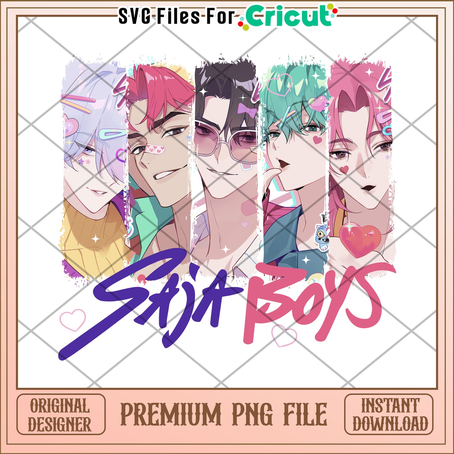 Saja boys logo png, saja boys fans png, huntrix characters png
