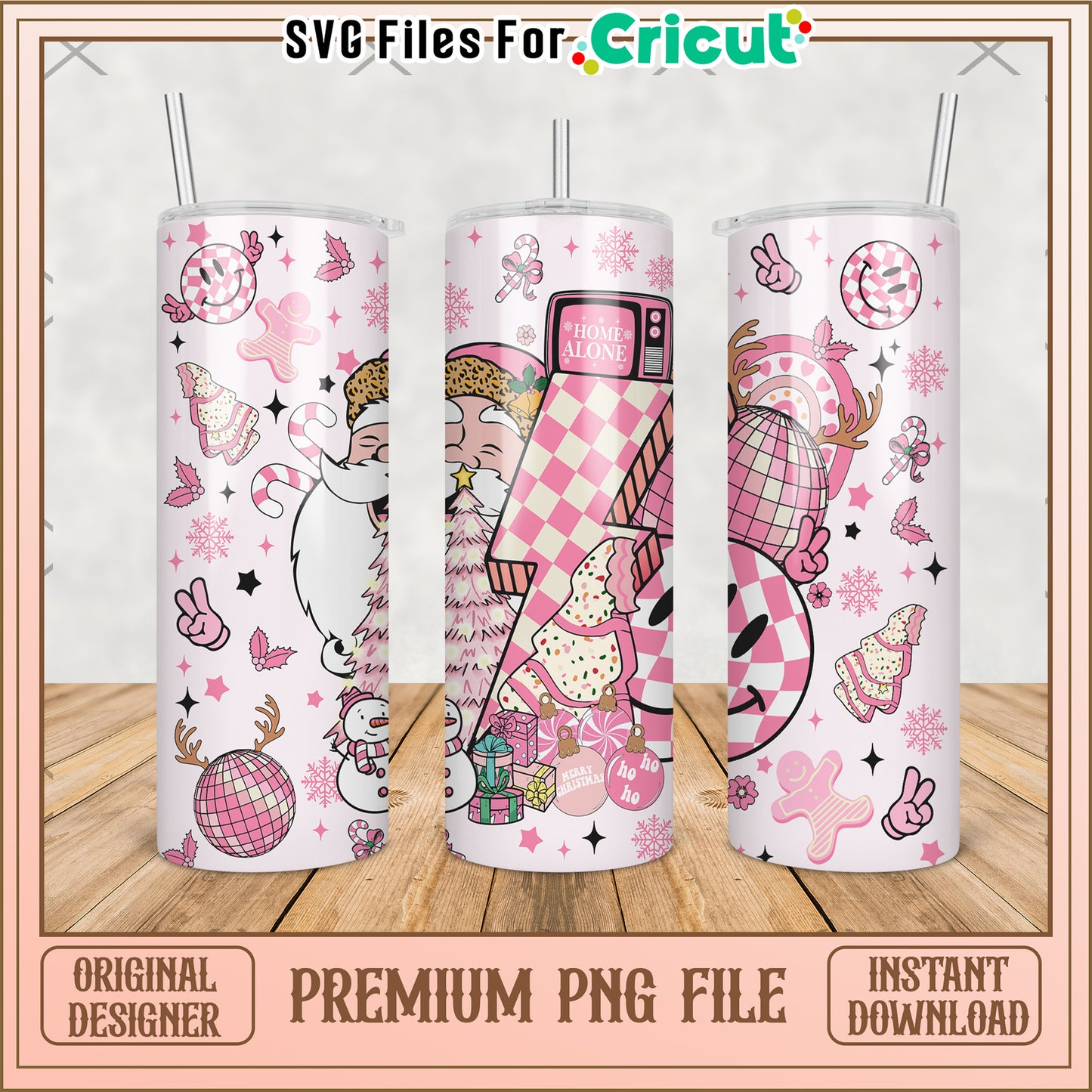 Santa claus pink tumbler pnf, christmas png, happy christmas png