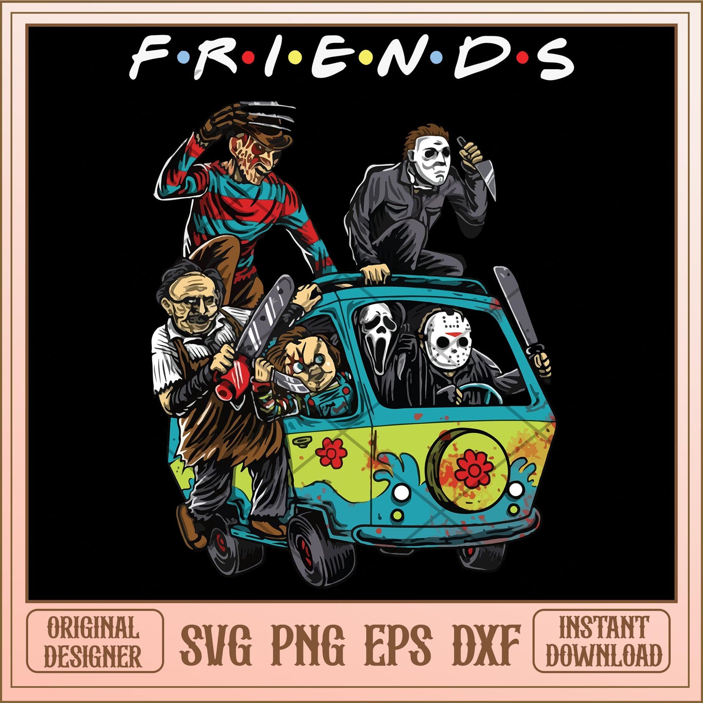 Scary Friends Horror car svg, Horror characters svg, digital download