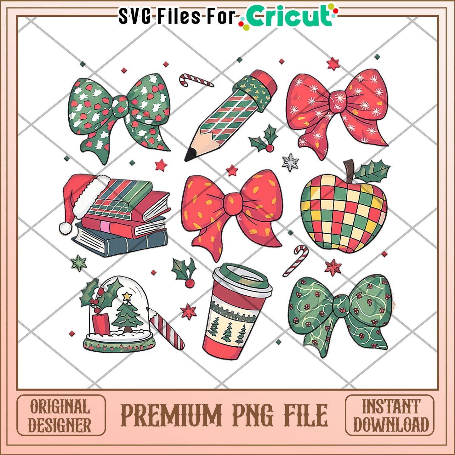 School supplies christmas design png, back to school supplies png, cartoon design png