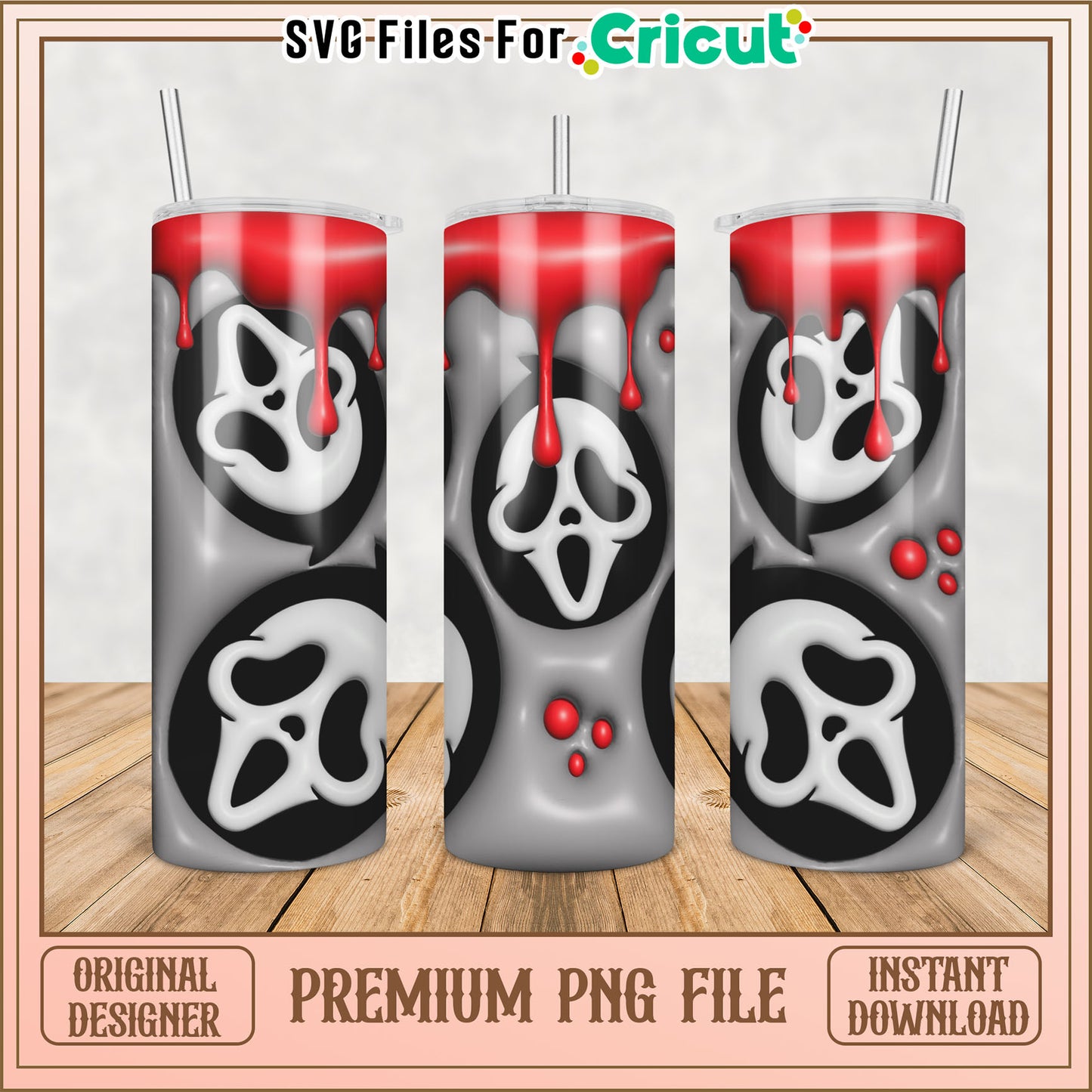 Scream Ghost PNG Sublimation Tumbler Design
