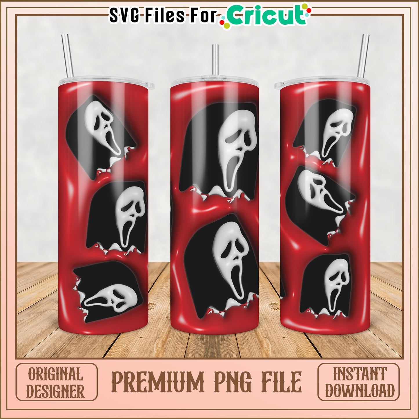 Scream Mask Halloween PNG Tumbler Design