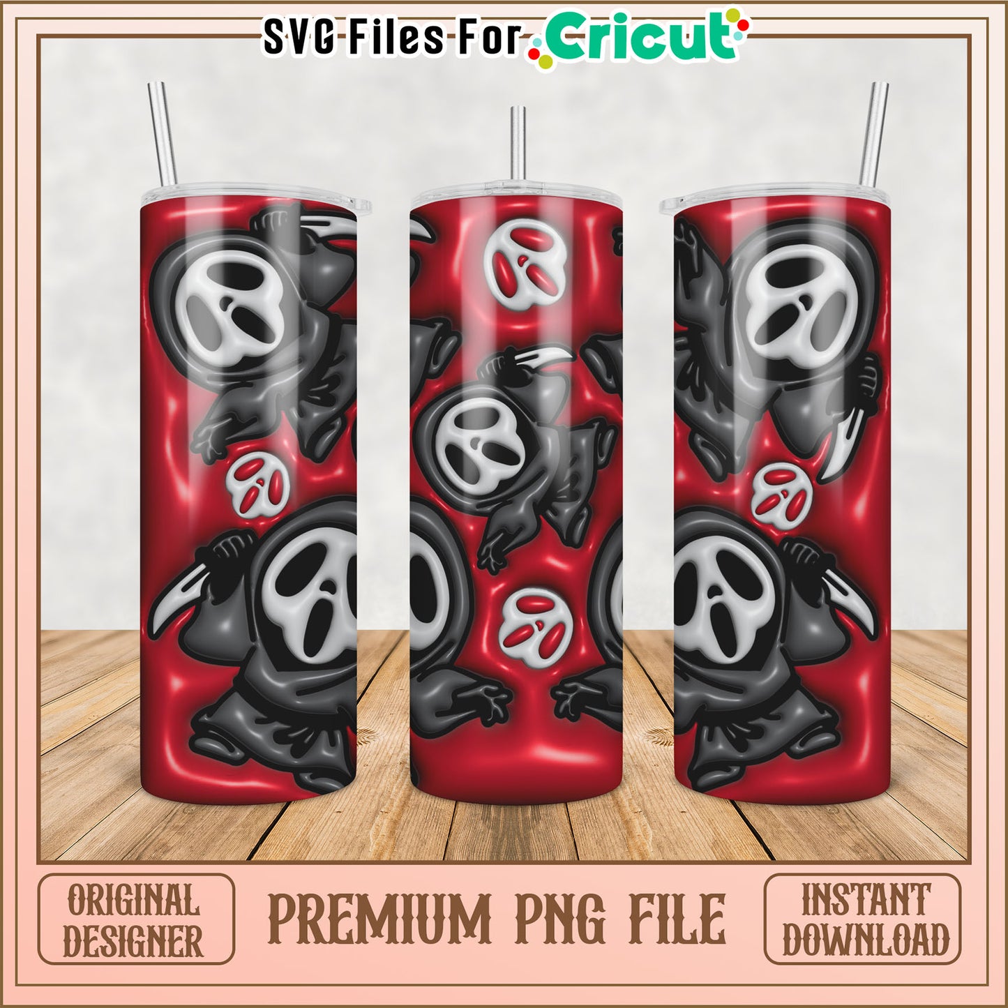 Scream Movie Tumbler Design PNG for Cricut DIY Crafting Bundle
