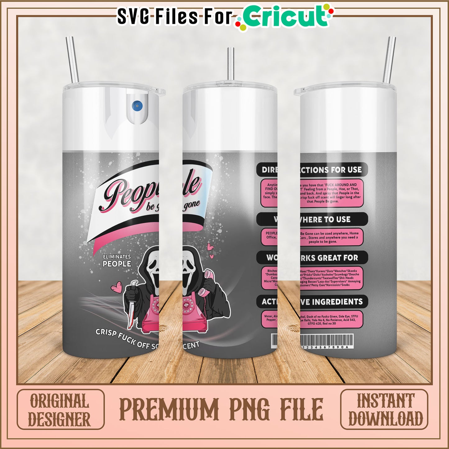 Scream Tumbler PNG Instant Download