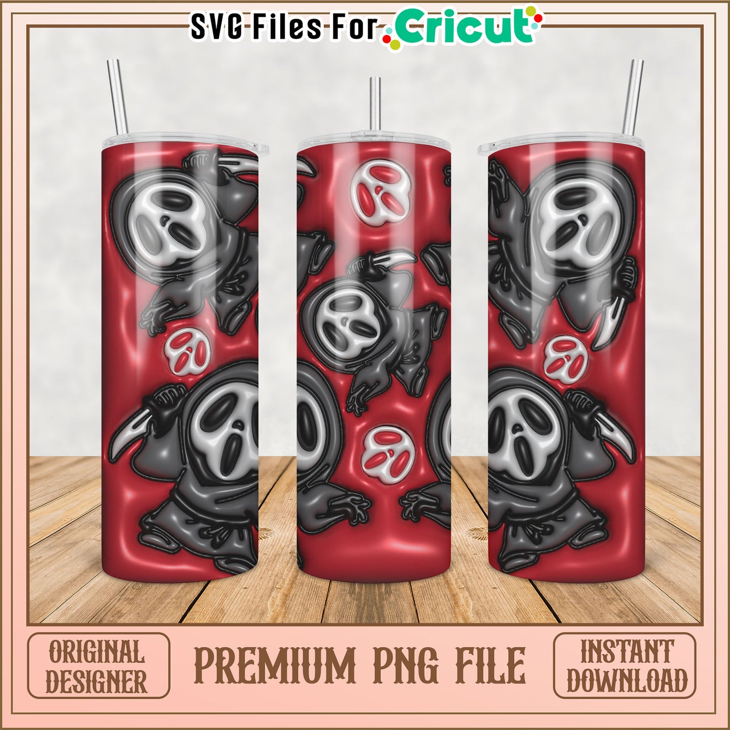 Screaming Ghost Tumbler PNG Design for Cricut DIY Projects